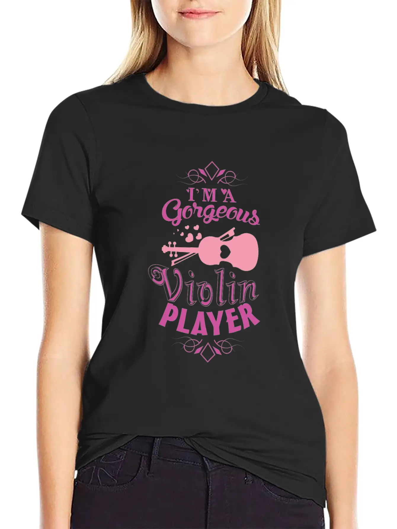 Girl Violin Essential Cotton Tee For Daily Outfits ¨C Unisex Style