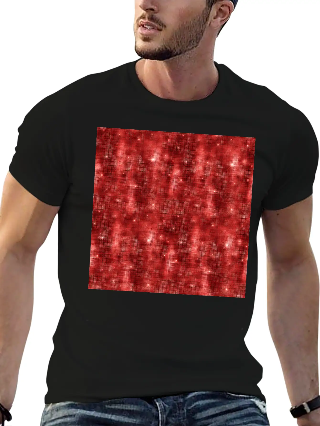 Glam Red Diamond Shimmer Glitter Soft Cotton Short Sleeve Tee ¨C Unisex Wardrobe Staple