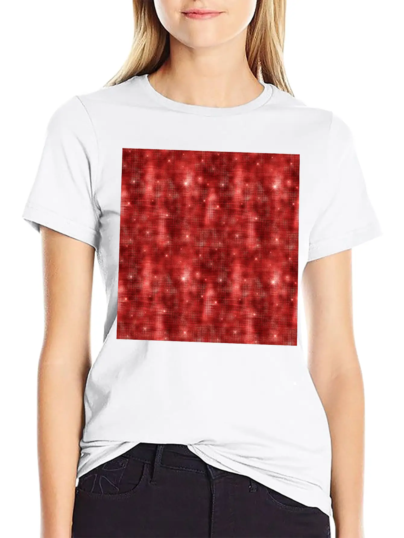 Glam Red Diamond Shimmer Glitter Soft Cotton Short Sleeve Tee ¨C Unisex Wardrobe Staple