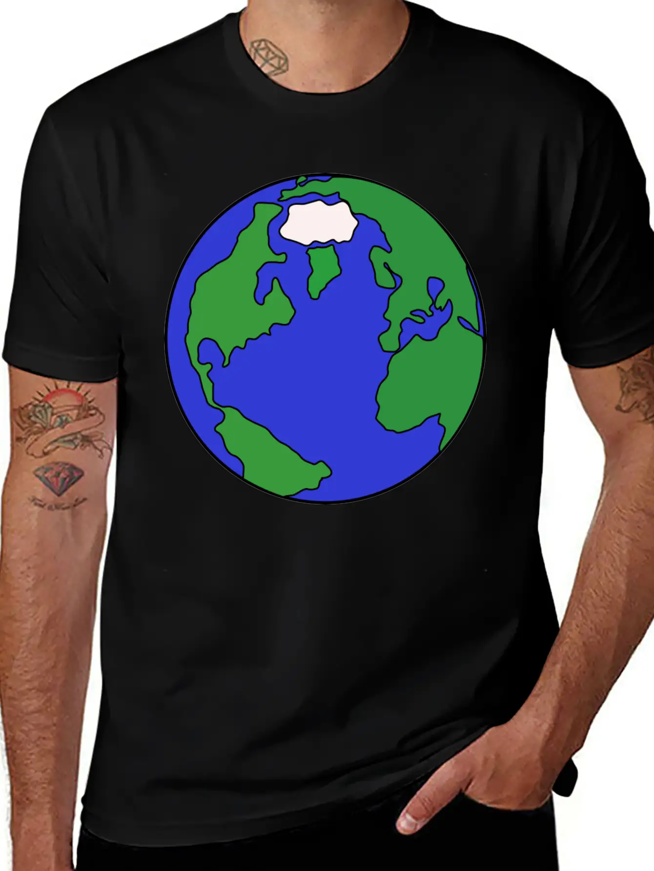 Globus Planet Erde Earth Kontinente Continents150 Basic Graphic T-Shirt ¨C Daily Comfort In Soft Cotton