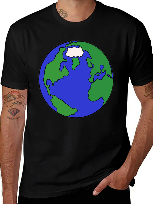 Globus Planet Erde Earth Kontinente Continents150 Basic Graphic T-Shirt ¨C Daily Comfort In Soft Cotton