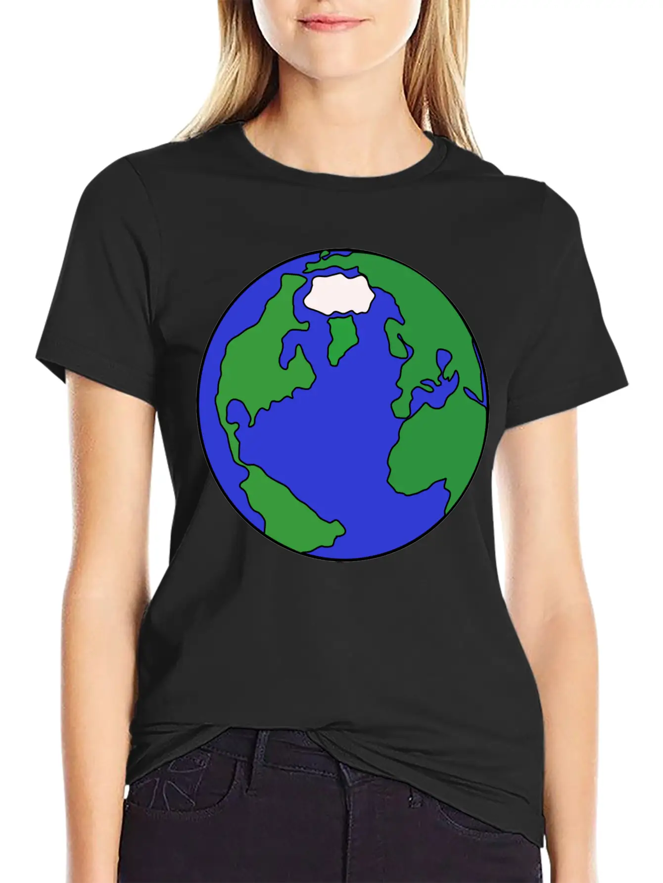 Globus Planet Erde Earth Kontinente Continents150 Basic Graphic T-Shirt ¨C Daily Comfort In Soft Cotton
