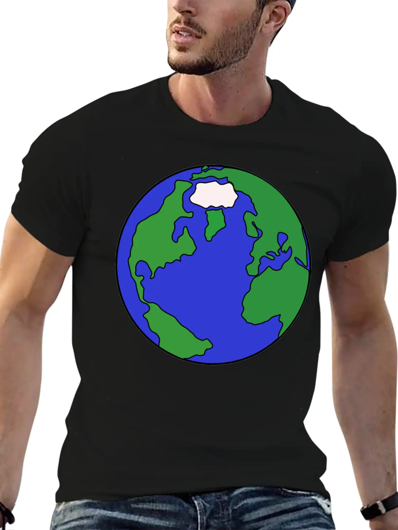 Globus Planet Erde Earth Kontinente Continents150 Basic Graphic T-Shirt ¨C Daily Comfort In Soft Cotton