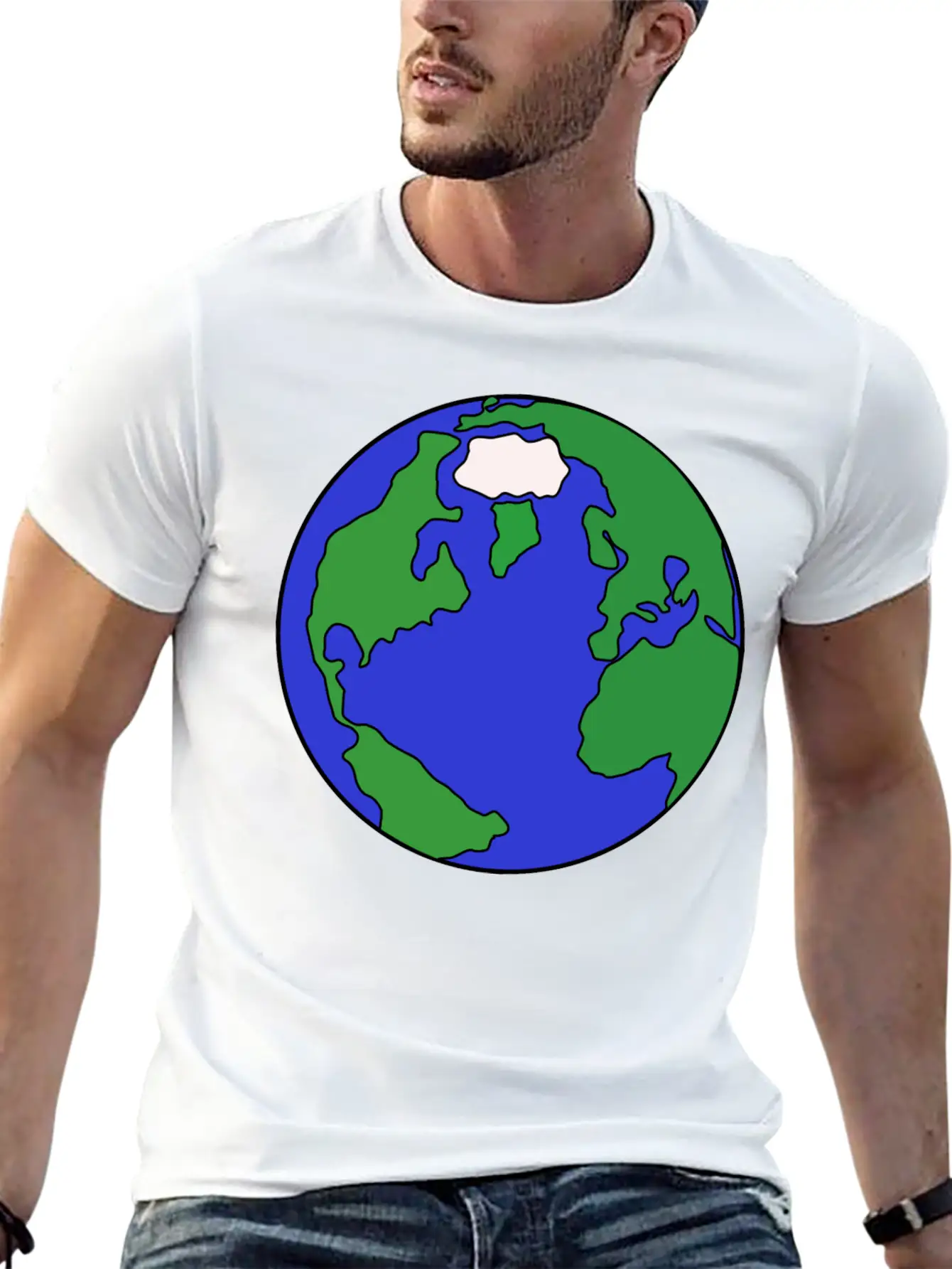 Globus Planet Erde Earth Kontinente Continents150 Basic Graphic T-Shirt ¨C Daily Comfort In Soft Cotton