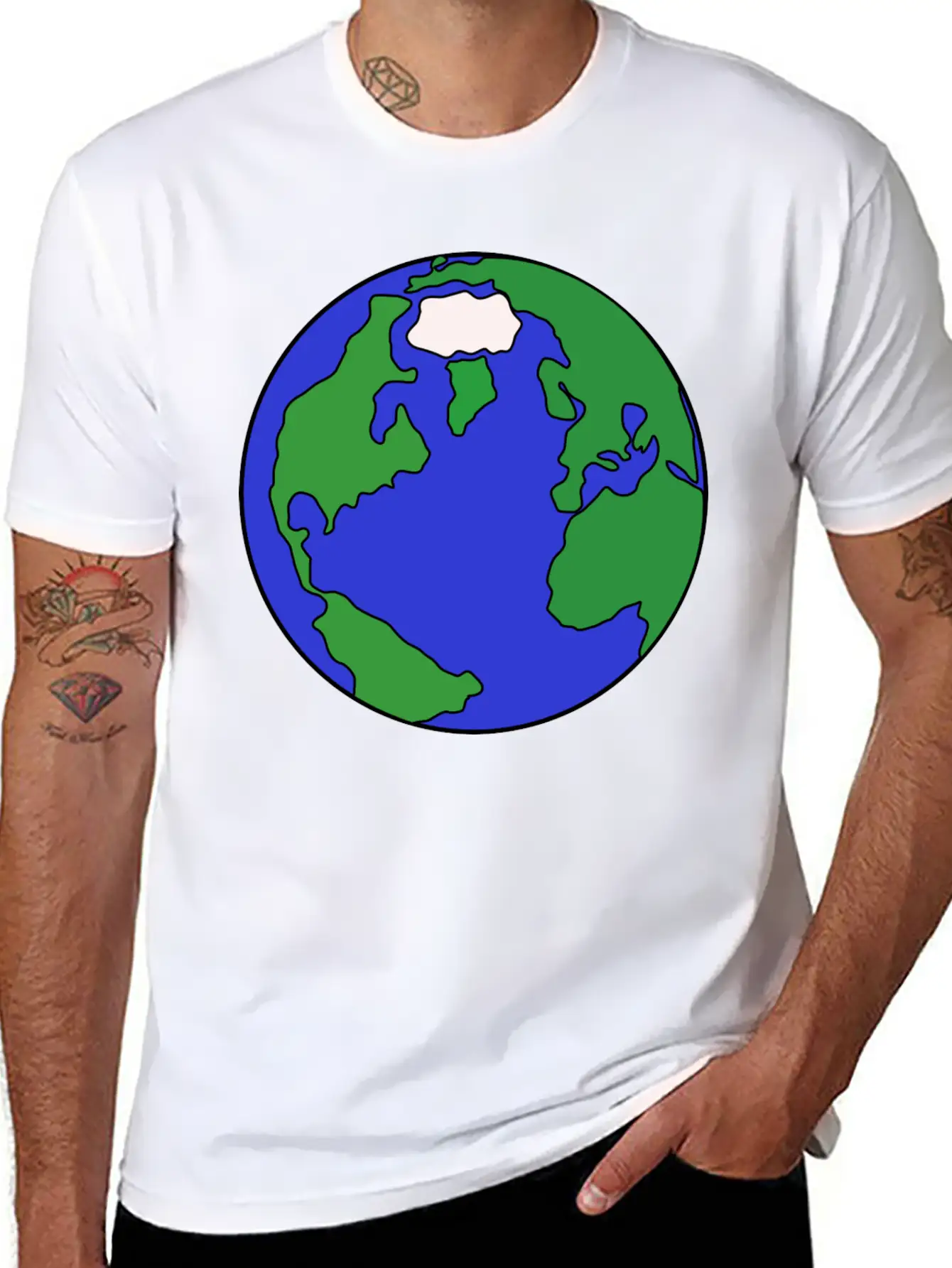 Globus Planet Erde Earth Kontinente Continents150 Basic Graphic T-Shirt ¨C Daily Comfort In Soft Cotton
