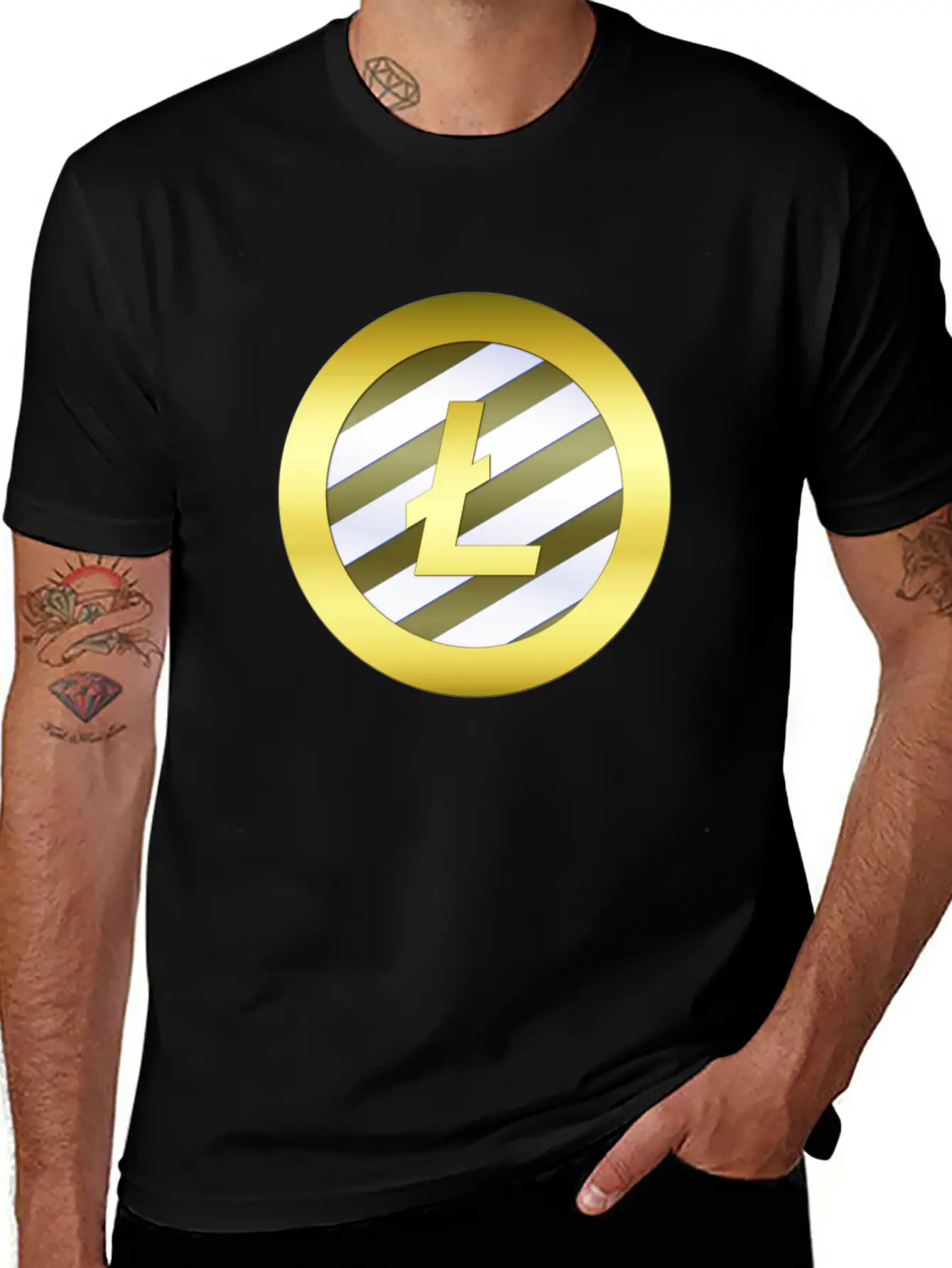 GOLD B LTC BLUE7 Litecoin Essential Cotton Tee For Daily Outfits ¨C Unisex Style