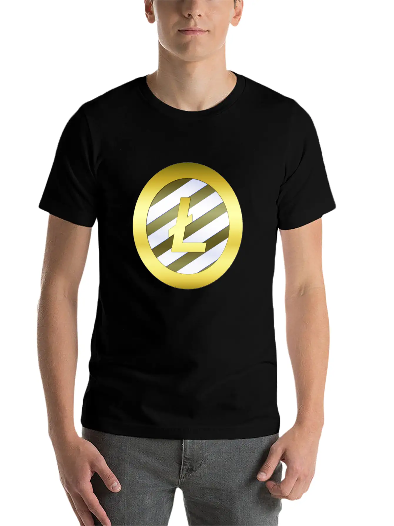 GOLD B LTC BLUE7 Litecoin Essential Cotton Tee For Daily Outfits ¨C Unisex Style