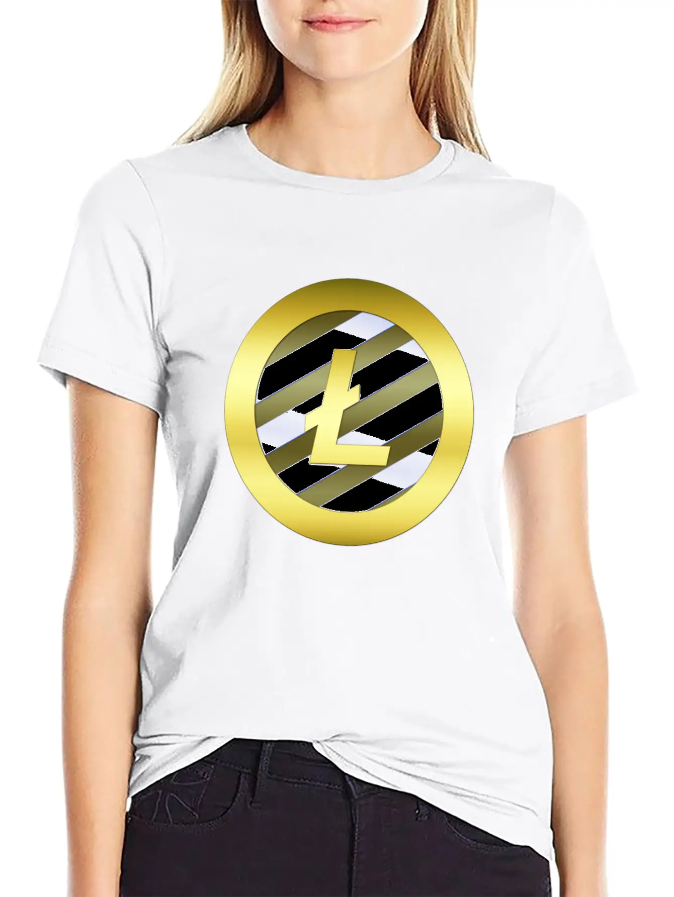 GOLD B LTC BLUE7 Litecoin Essential Cotton Tee For Daily Outfits ¨C Unisex Style