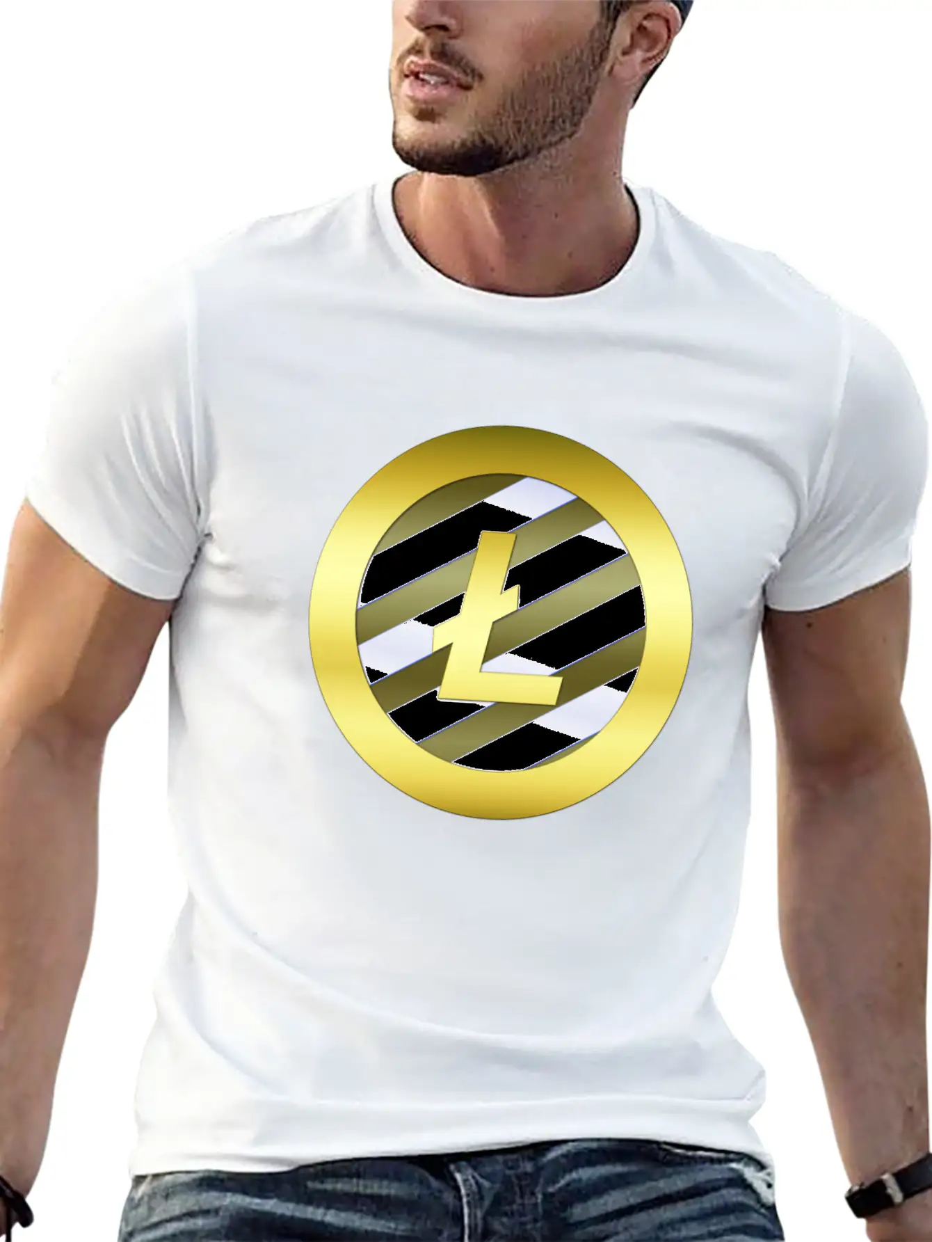 GOLD B LTC BLUE7 Litecoin Essential Cotton Tee For Daily Outfits ¨C Unisex Style