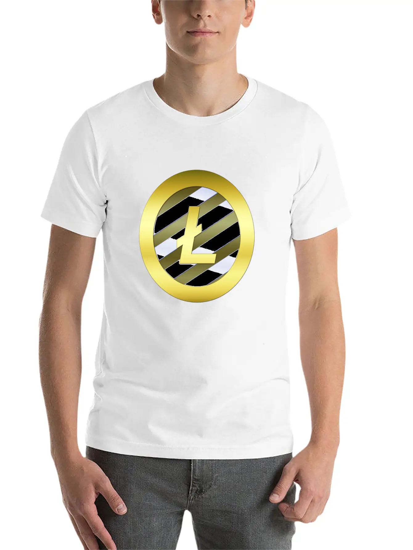 GOLD B LTC BLUE7 Litecoin Essential Cotton Tee For Daily Outfits ¨C Unisex Style