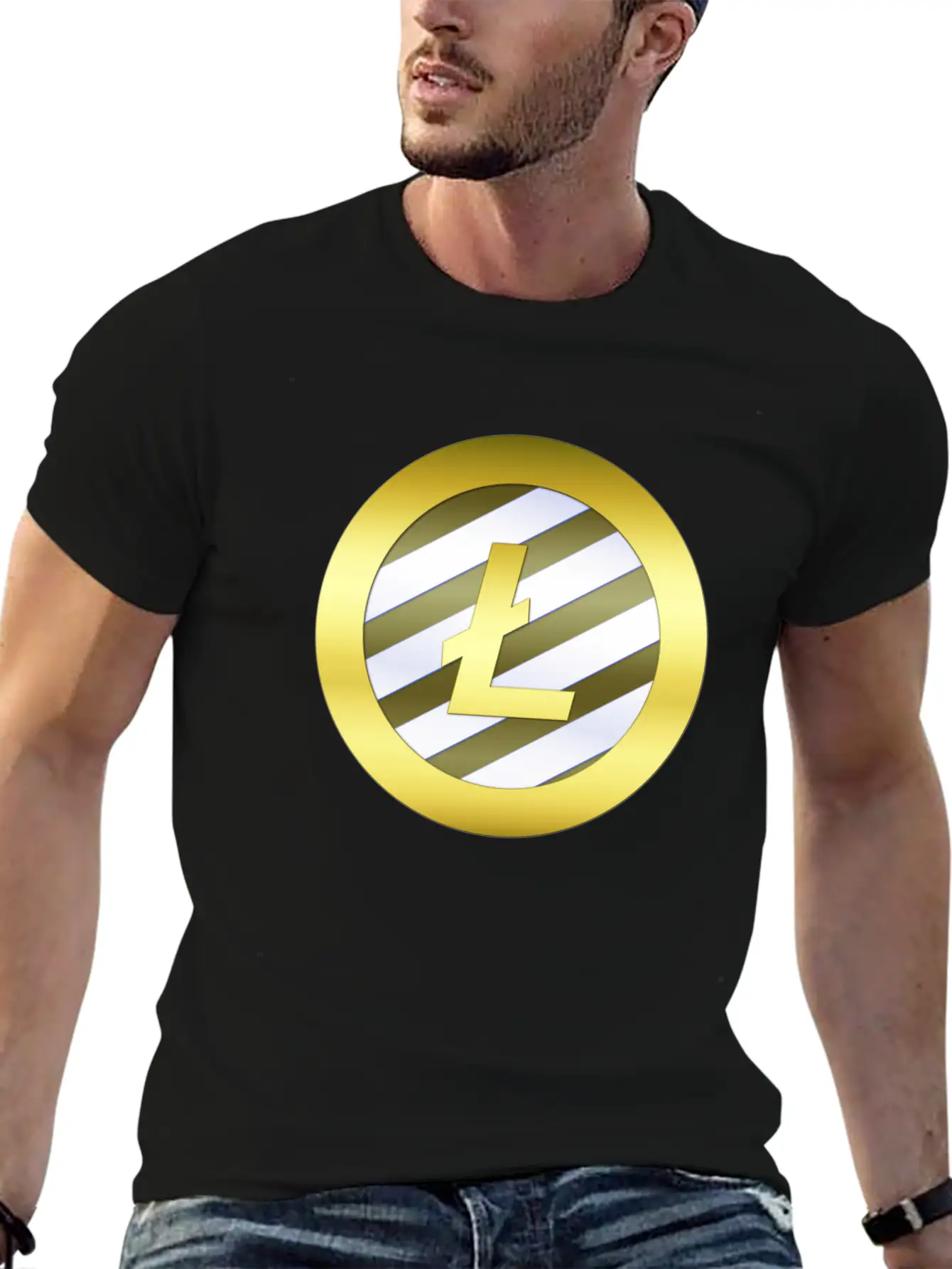 GOLD B LTC BLUE7 Litecoin Essential Cotton Tee For Daily Outfits ¨C Unisex Style