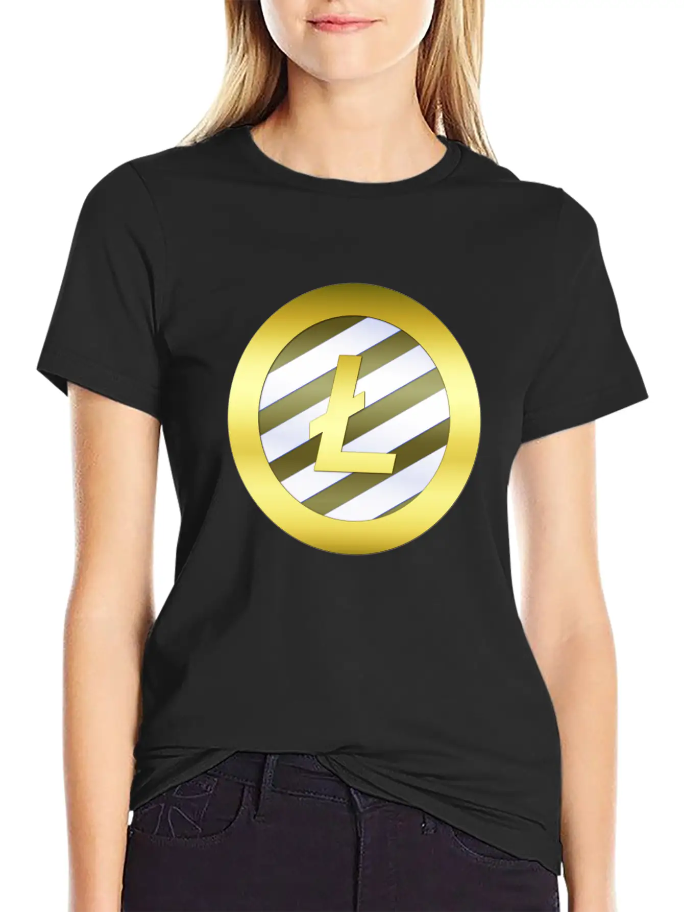 GOLD B LTC BLUE7 Litecoin Essential Cotton Tee For Daily Outfits ¨C Unisex Style