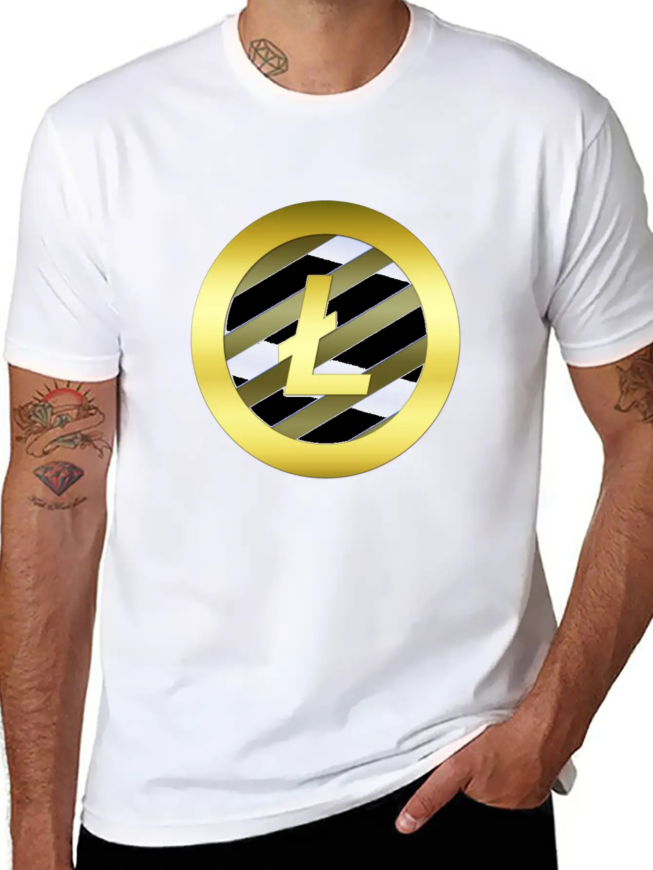 GOLD B LTC BLUE7 Litecoin Essential Cotton Tee For Daily Outfits ¨C Unisex Style