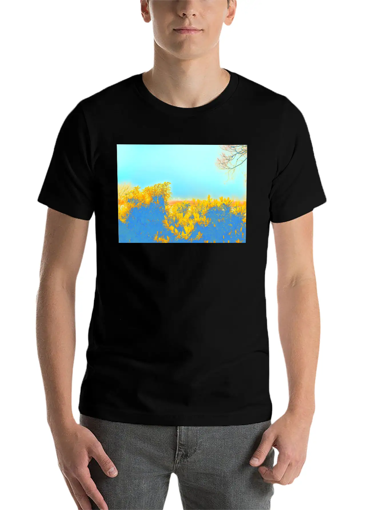 Gold Blue Essential Cotton Tee For Daily Outfits ¨C Unisex Style