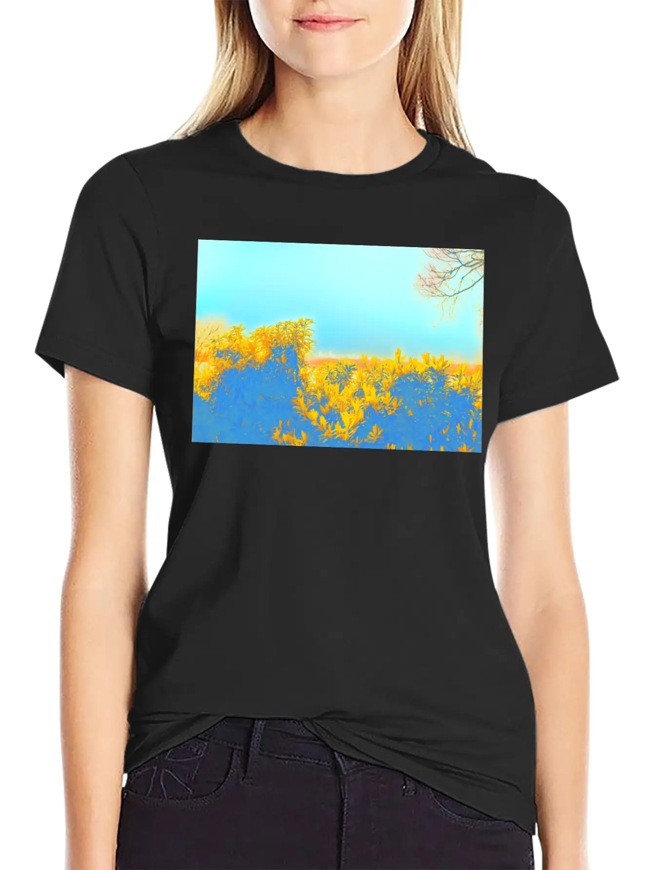Gold Blue Essential Cotton Tee For Daily Outfits ¨C Unisex Style