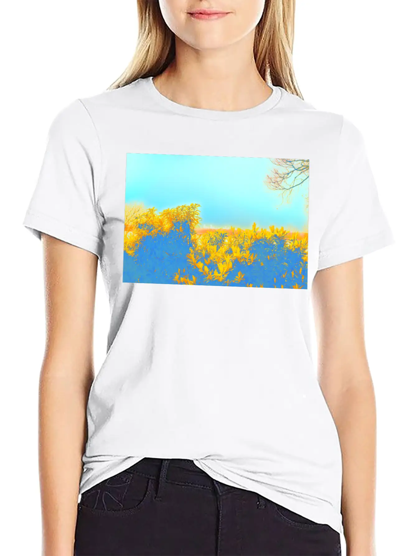 Gold Blue Essential Cotton Tee For Daily Outfits ¨C Unisex Style