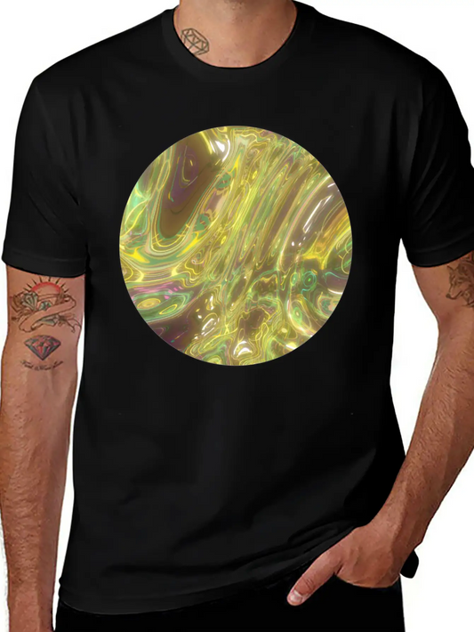 Gold Fluid Circle 2 Essential Cotton Tee For Daily Outfits ¨C Unisex Style