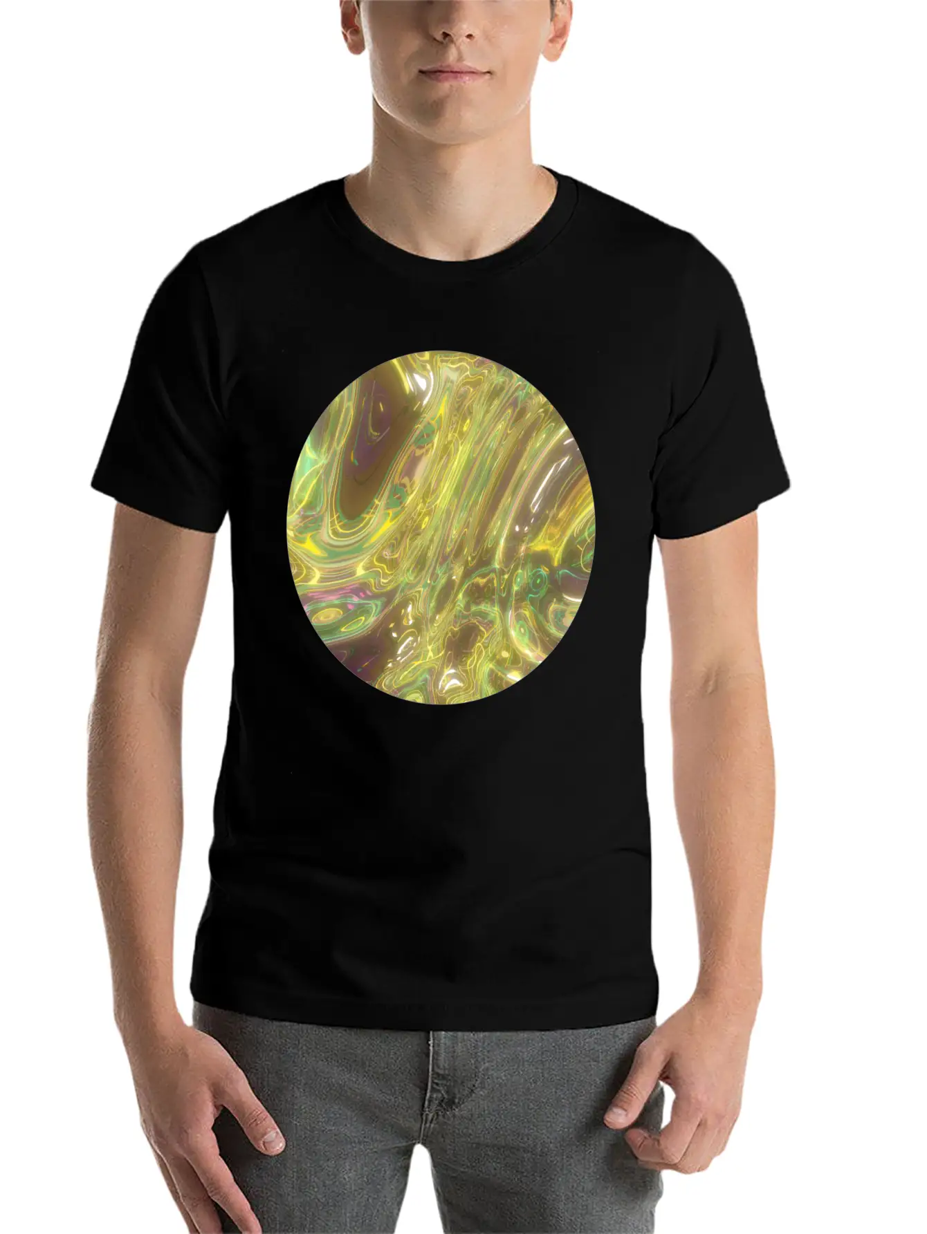 Gold Fluid Circle 2 Essential Cotton Tee For Daily Outfits ¨C Unisex Style