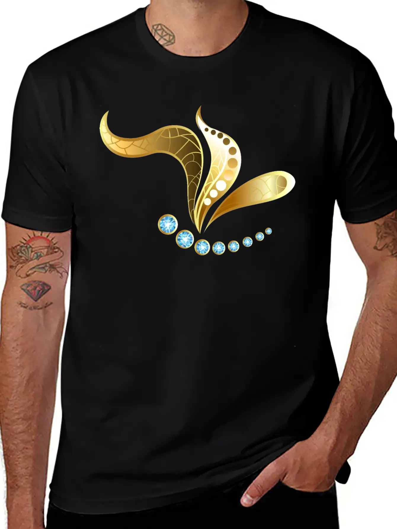 Gold Jewelry Butterfly Insect Jevel Vector Image Basic Graphic T-Shirt ¨C Daily Comfort In Soft Cotton