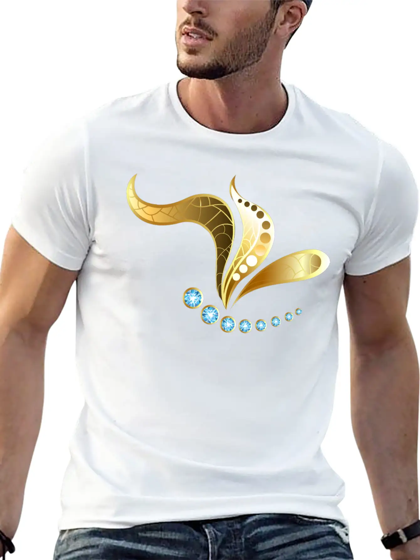 Gold Jewelry Butterfly Insect Jevel Vector Image Basic Graphic T-Shirt ¨C Daily Comfort In Soft Cotton