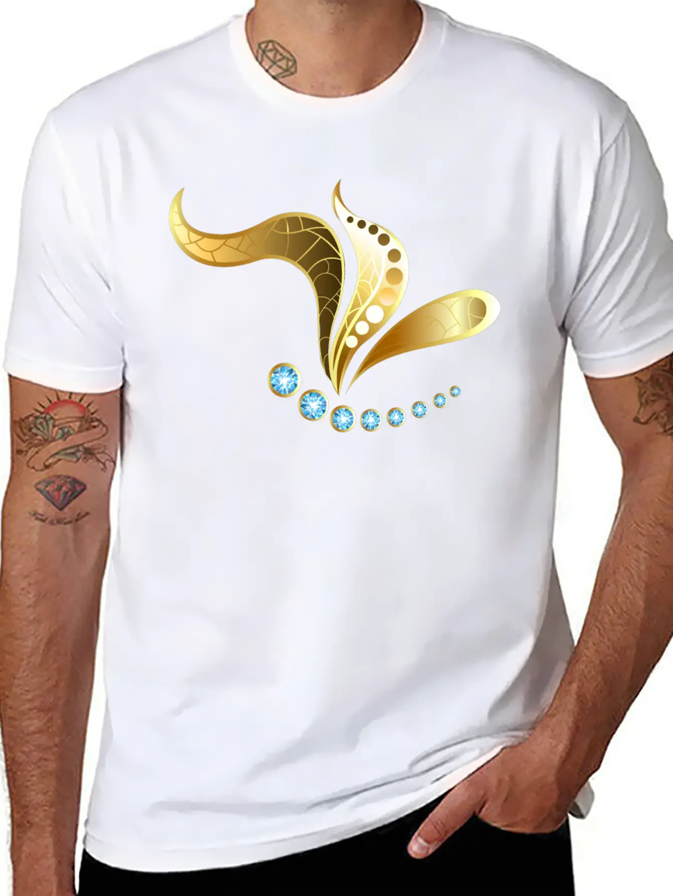Gold Jewelry Butterfly Insect Jevel Vector Image Basic Graphic T-Shirt ¨C Daily Comfort In Soft Cotton