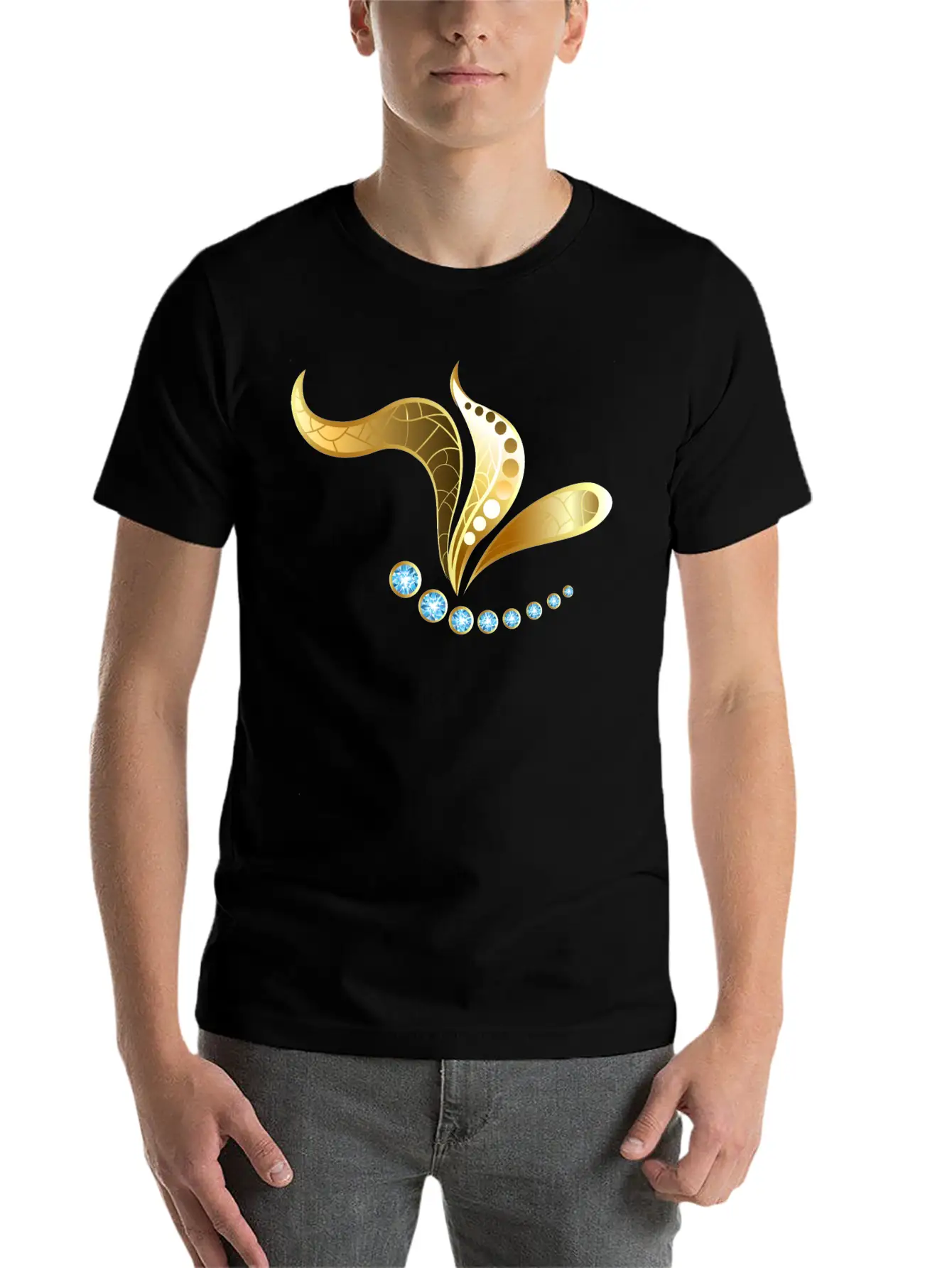 Gold Jewelry Butterfly Insect Jevel Vector Image Basic Graphic T-Shirt ¨C Daily Comfort In Soft Cotton