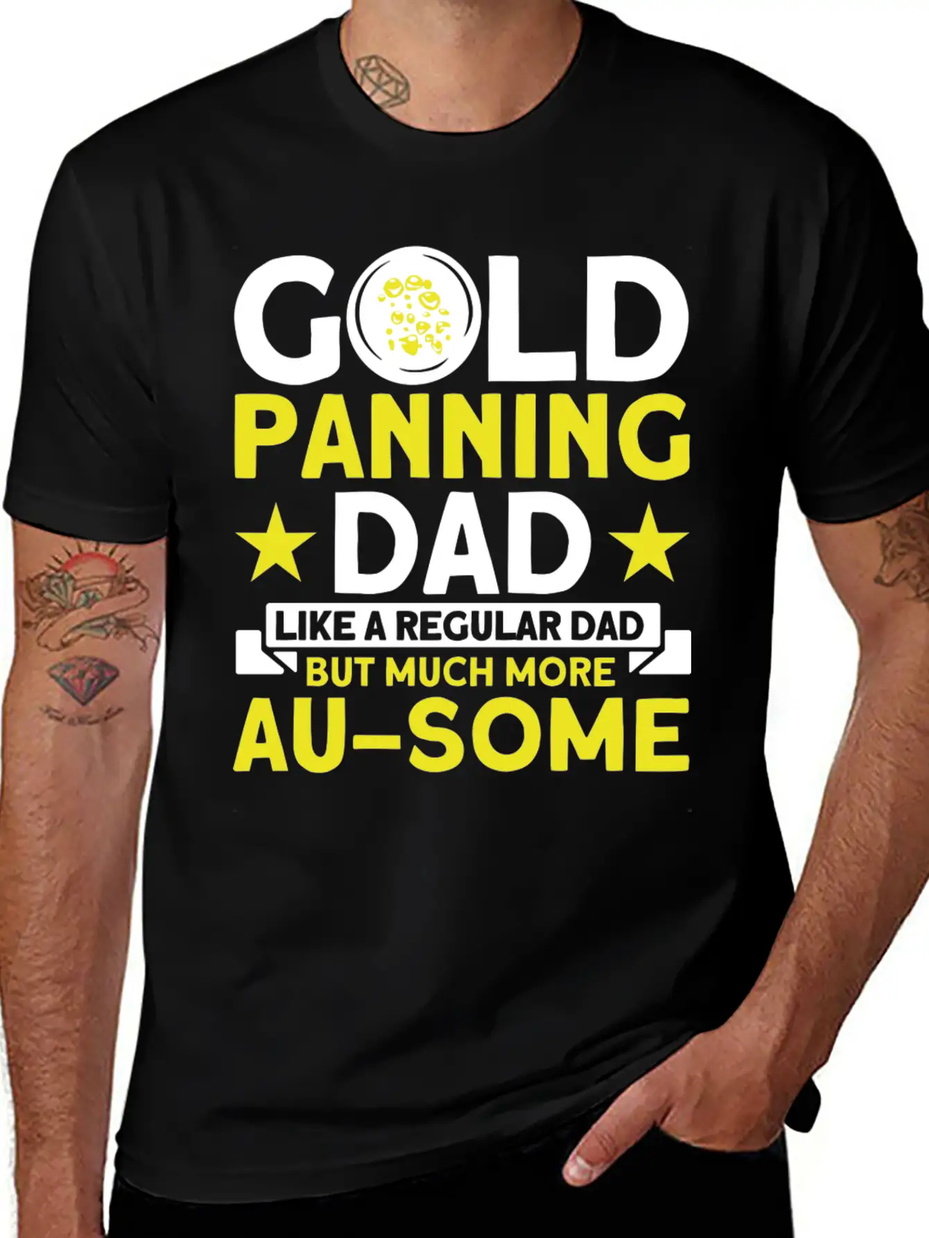Gold Panning Dad AuSome Gold Panning Mining Miner Essential Cotton Tee For Daily Outfits ¨C Unisex Style