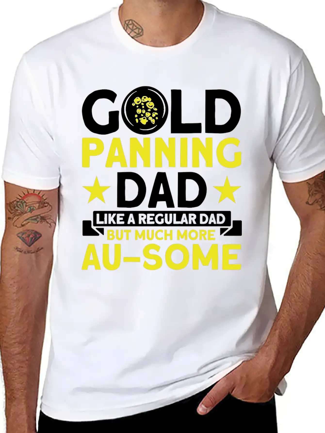 Gold Panning Dad AuSome Gold Panning Mining Miner Essential Cotton Tee For Daily Outfits ¨C Unisex Style