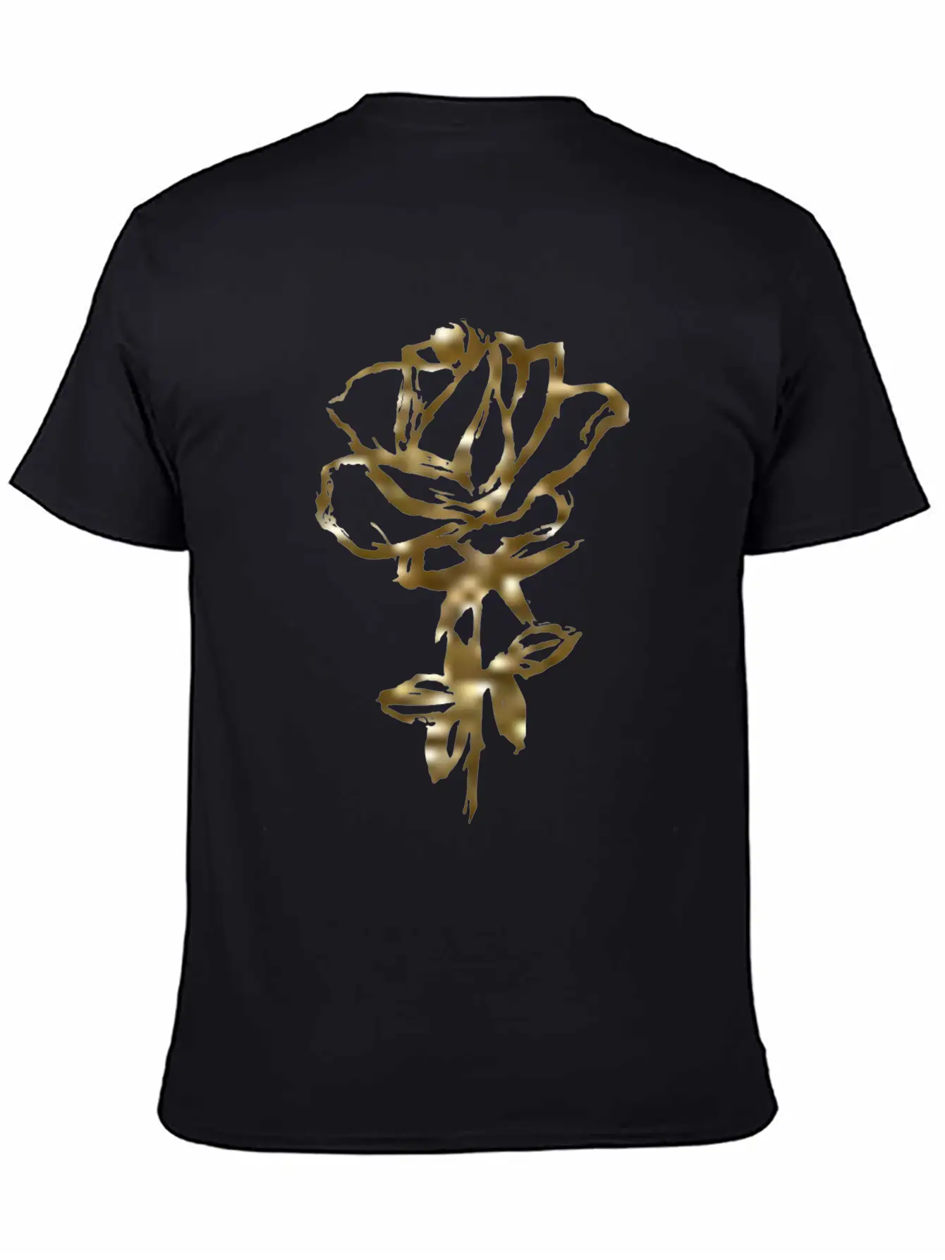 Gold Rose On A Black T-shirt For Men And Women. Unisex Casual T-Shirt ¨C Clean Design For Daily Comfort