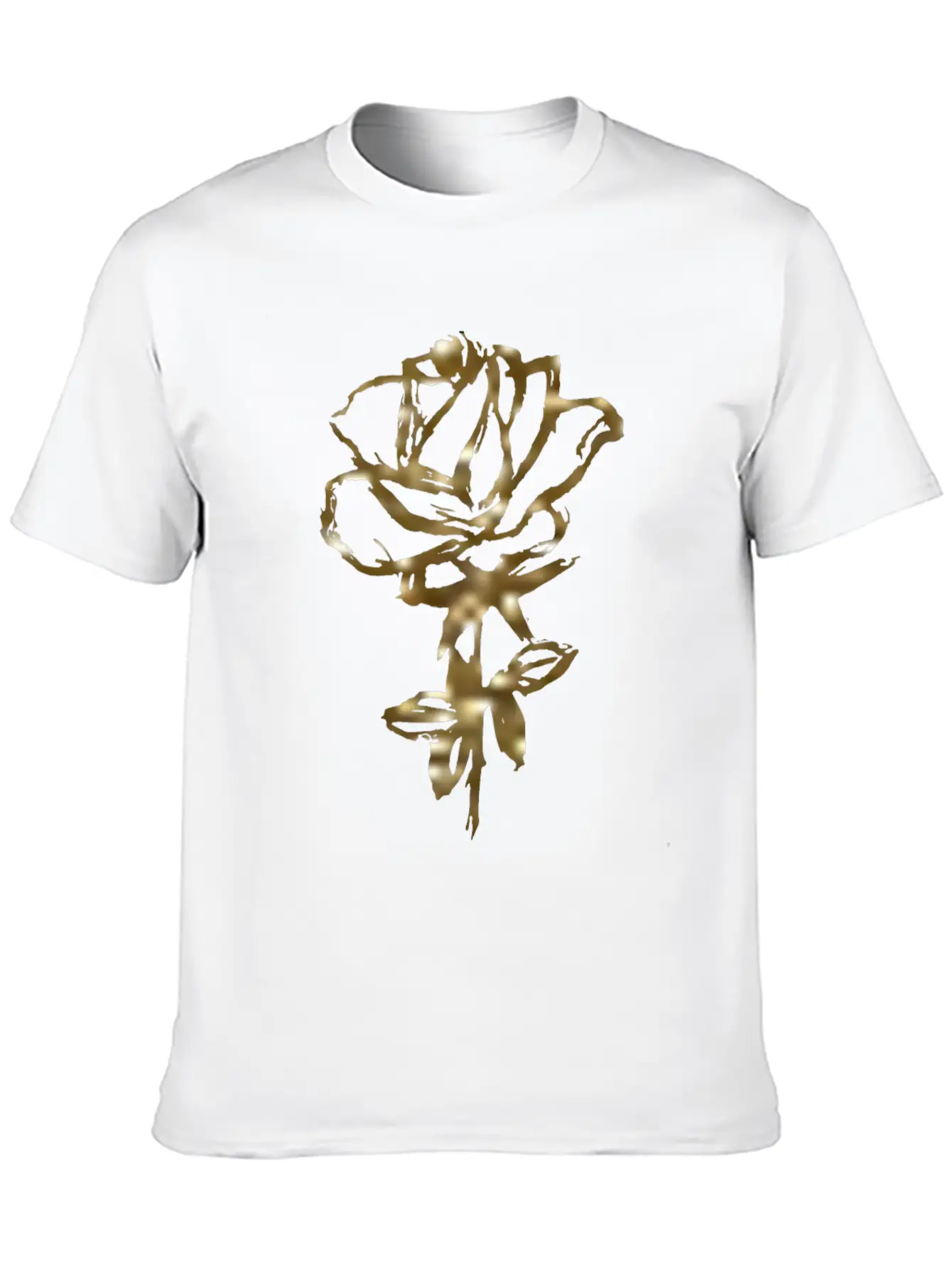 Gold Rose On A Black T-shirt For Men And Women. Unisex Casual T-Shirt ¨C Clean Design For Daily Comfort