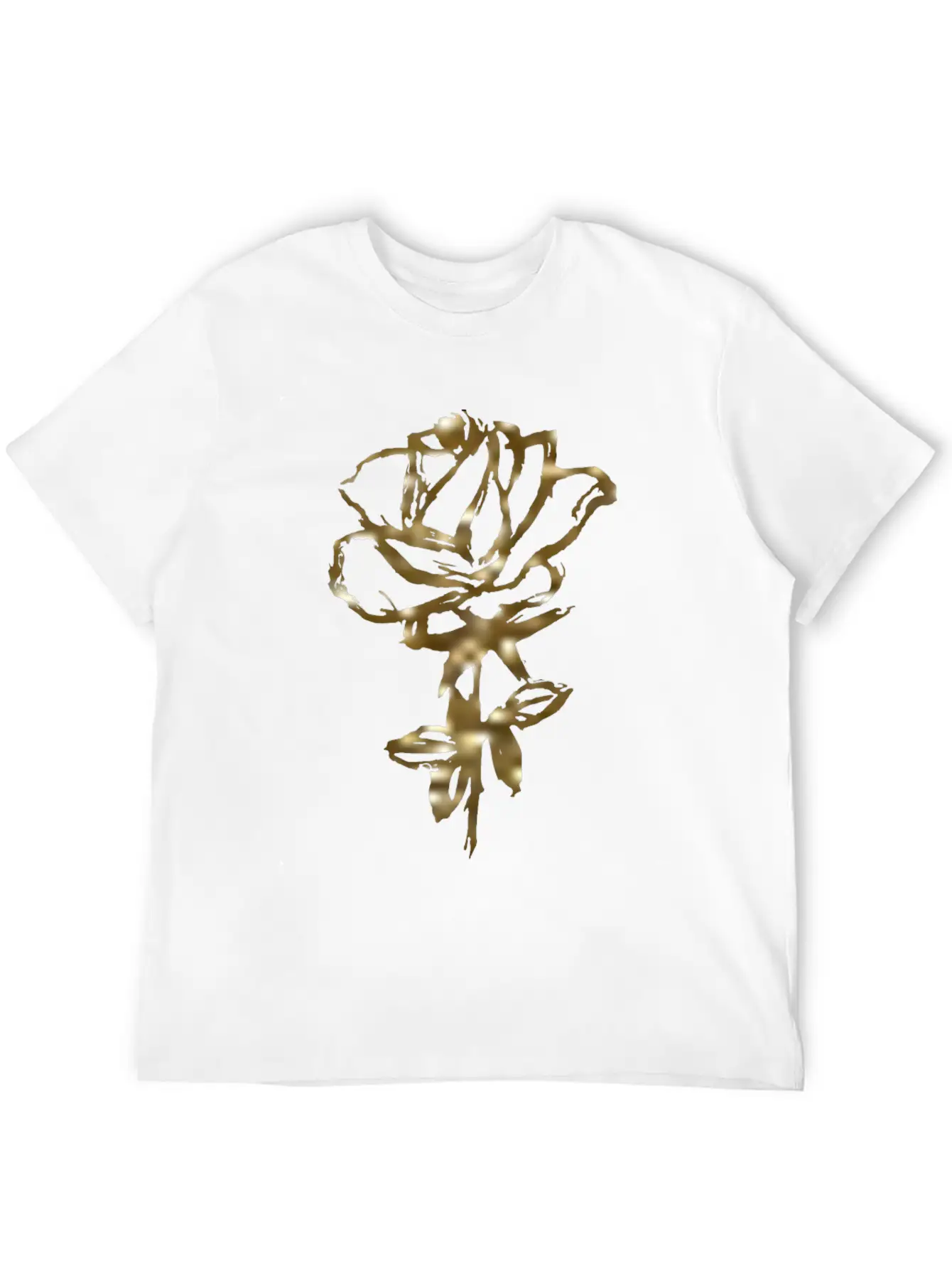 Gold Rose On A Black T-shirt For Men And Women. Unisex Casual T-Shirt ¨C Clean Design For Daily Comfort