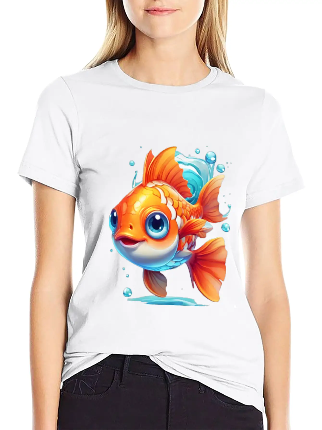 Goldfish Swimming In The Air Basic Graphic T-Shirt ¨C Daily Comfort In Soft Cotton