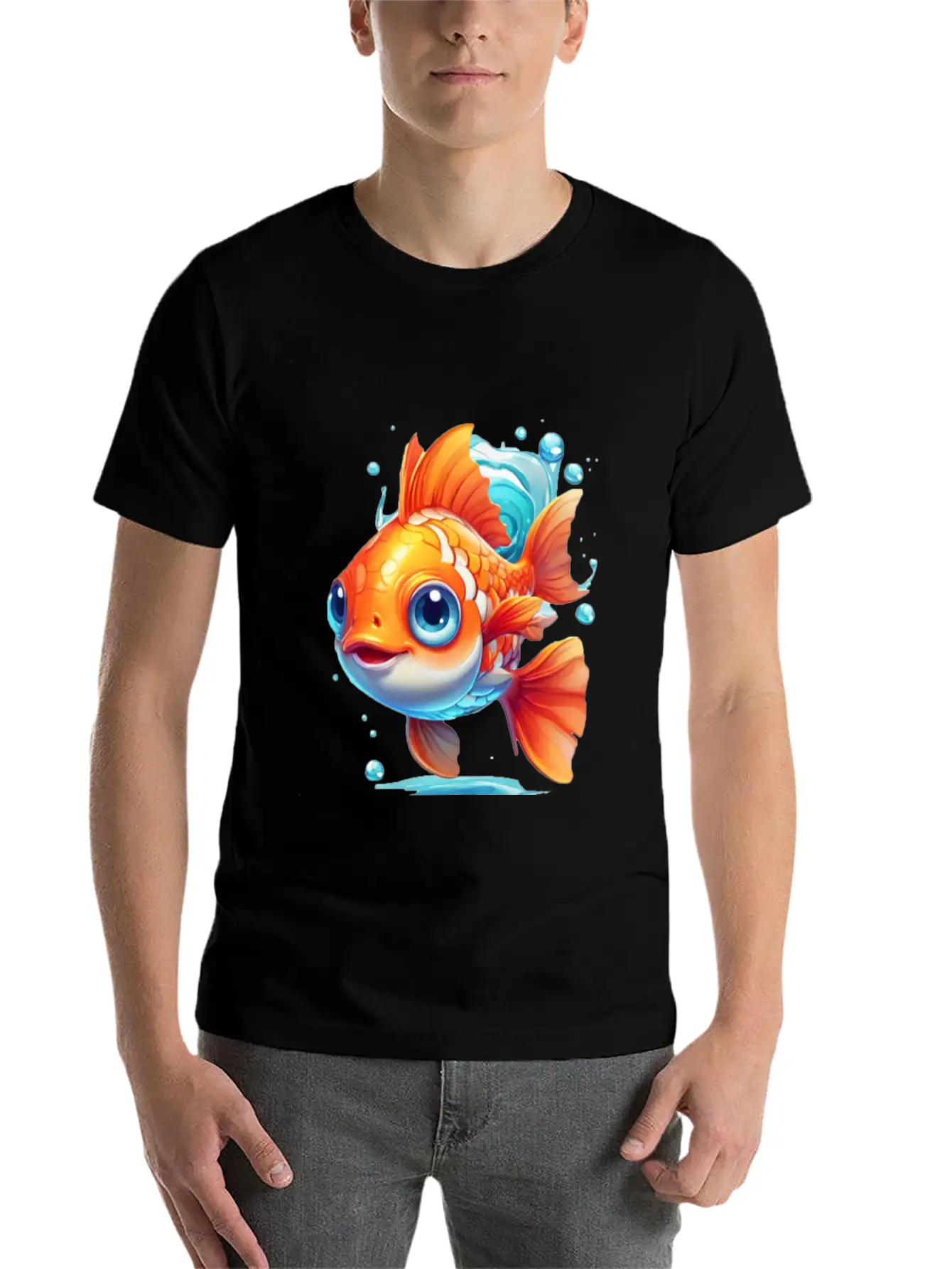 Goldfish Swimming In The Air Basic Graphic T-Shirt ¨C Daily Comfort In Soft Cotton