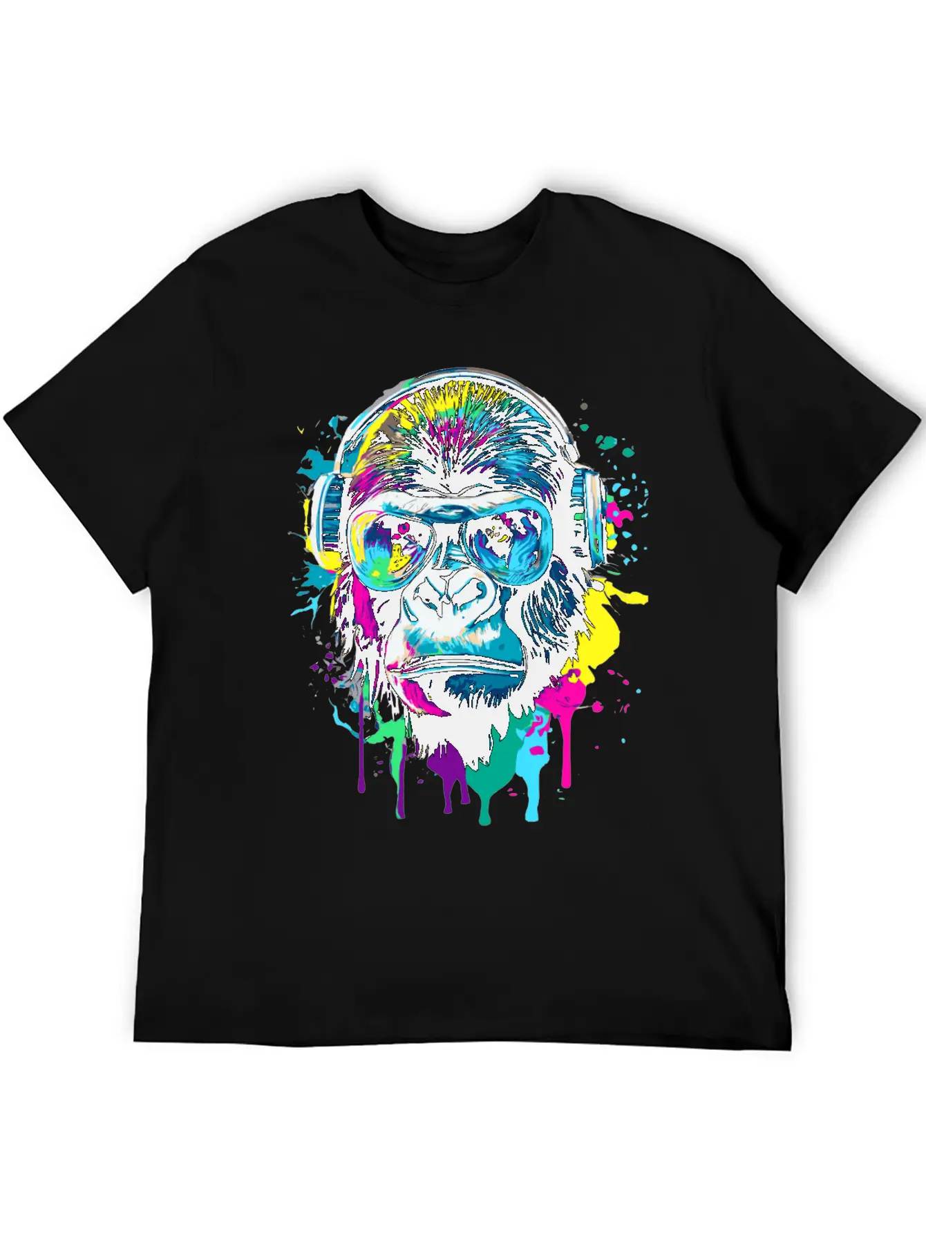 Gorilla With Headphones - Gorilla Illustration Essential Cotton Tee For Daily Outfits ¨C Unisex Style