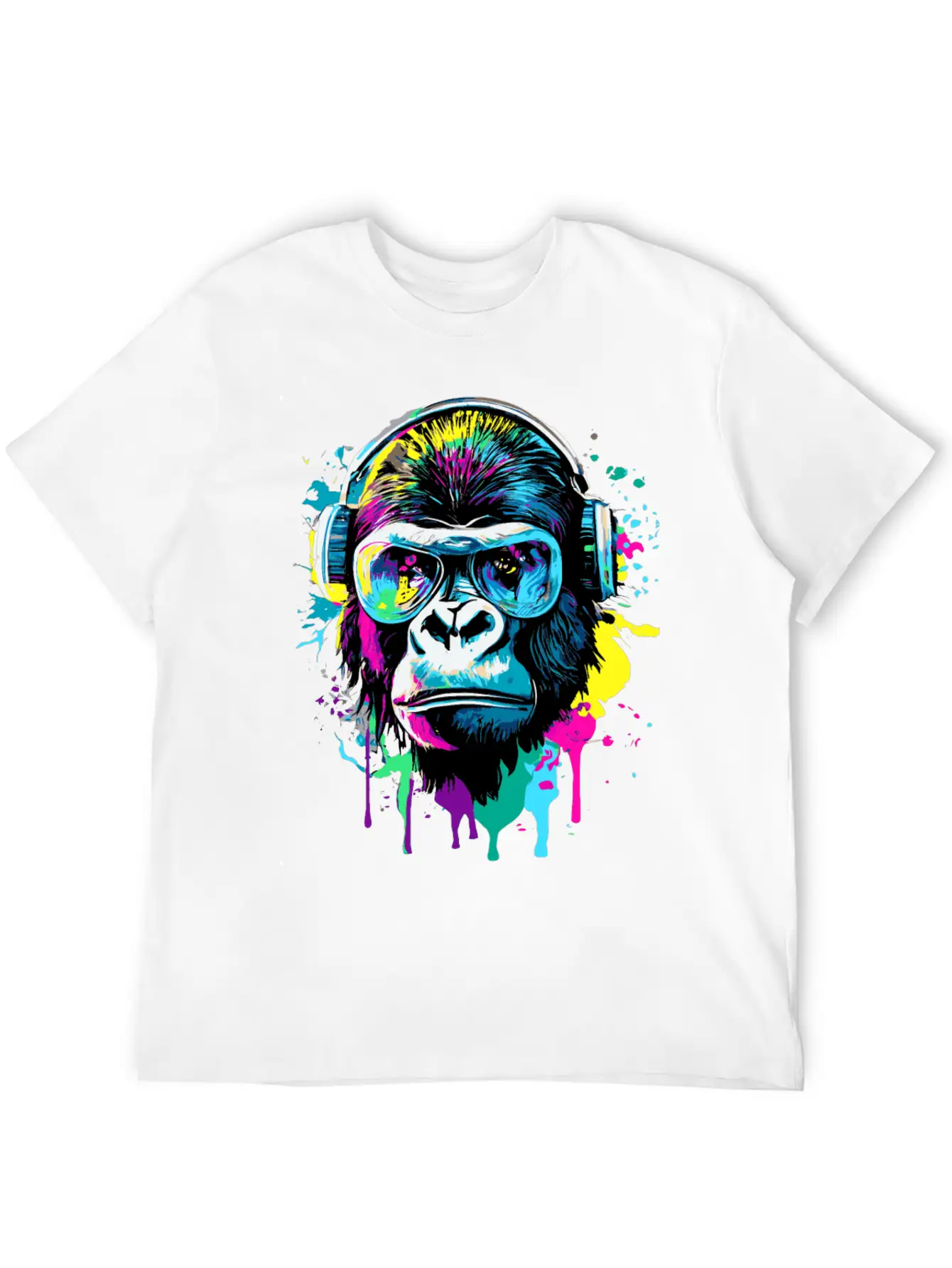 Gorilla With Headphones - Gorilla Illustration Essential Cotton Tee For Daily Outfits ¨C Unisex Style