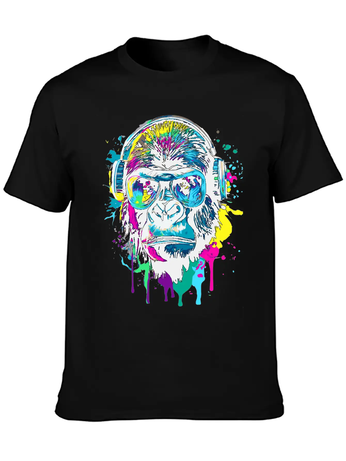 Gorilla With Headphones - Gorilla Illustration Essential Cotton Tee For Daily Outfits ¨C Unisex Style