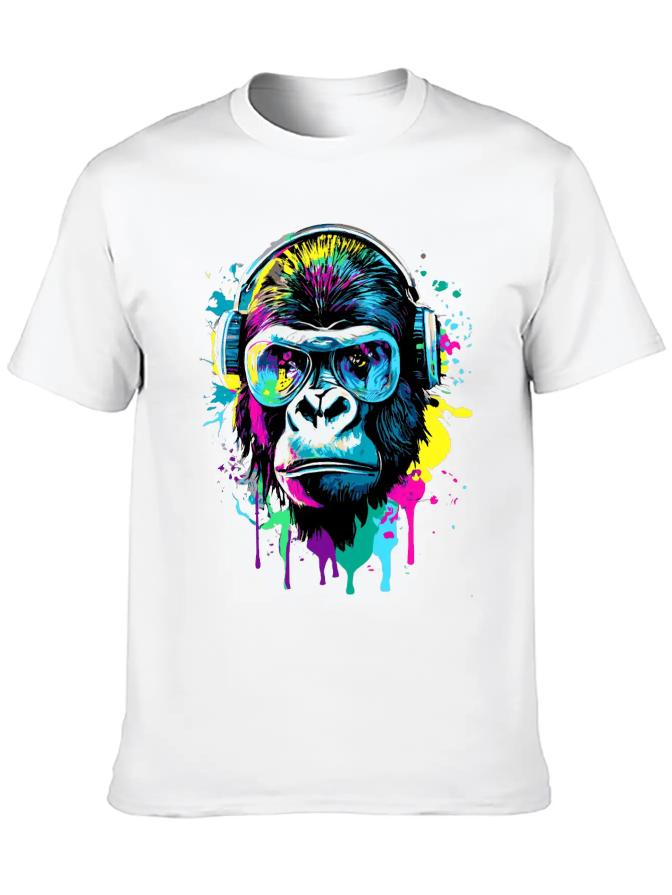 Gorilla With Headphones - Gorilla Illustration Essential Cotton Tee For Daily Outfits ¨C Unisex Style