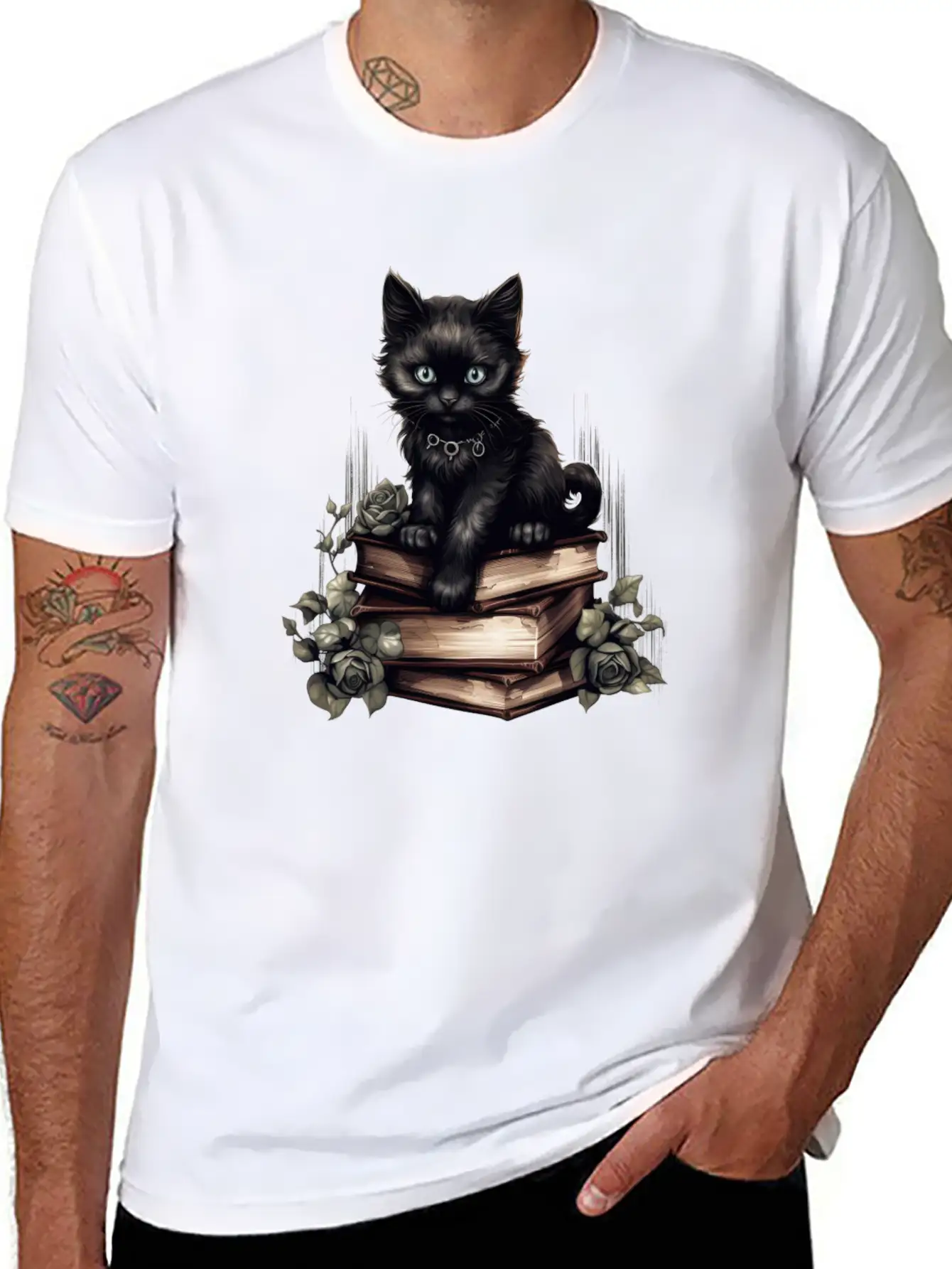 Gothic Black Cat Basic Graphic T-Shirt ¨C Daily Comfort In Soft Cotton