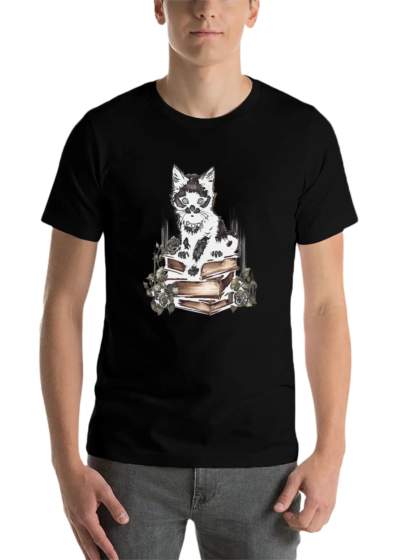 Gothic Black Cat Basic Graphic T-Shirt ¨C Daily Comfort In Soft Cotton