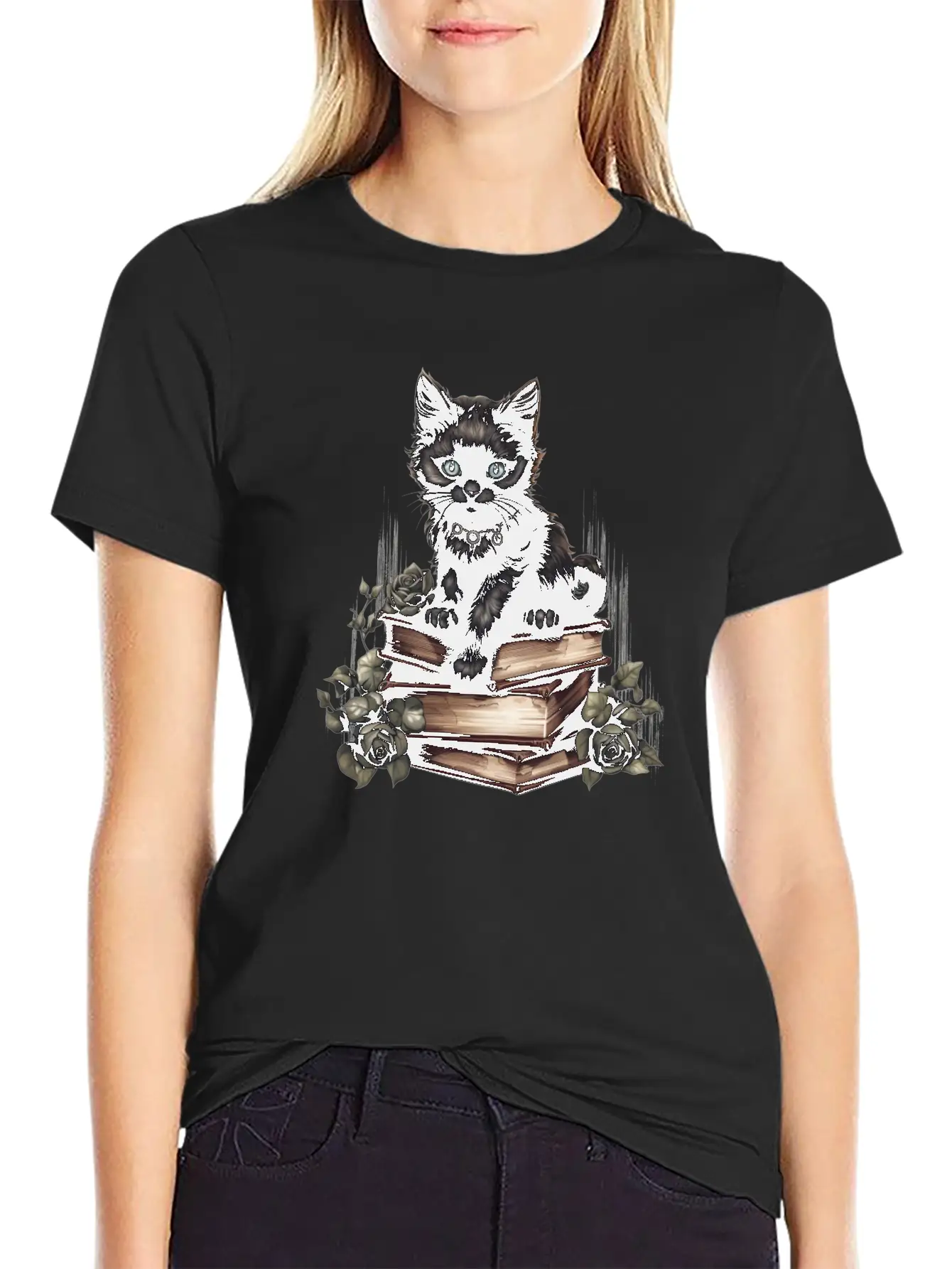 Gothic Black Cat Basic Graphic T-Shirt ¨C Daily Comfort In Soft Cotton
