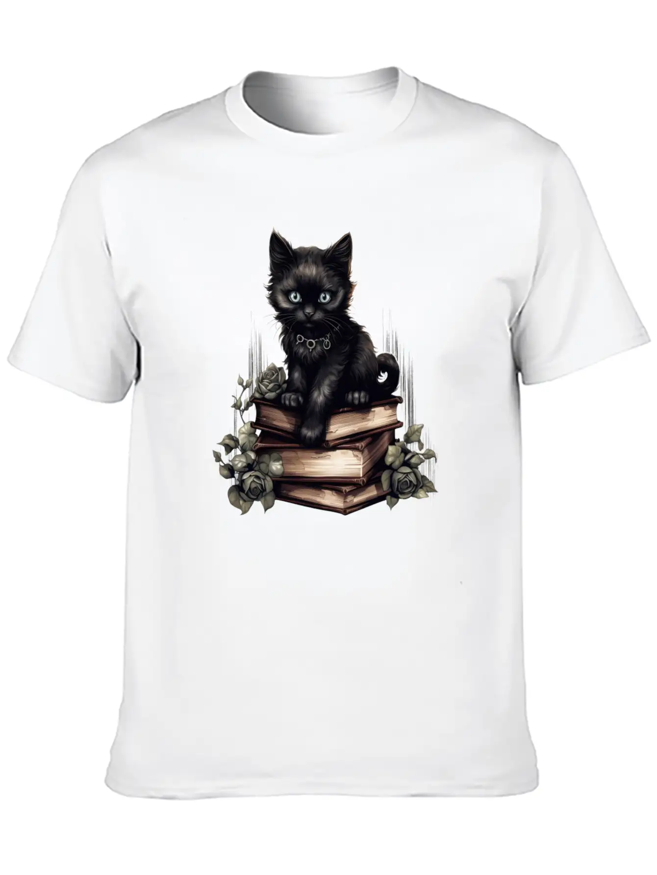 Gothic Black Cat Basic Graphic T-Shirt ¨C Daily Comfort In Soft Cotton