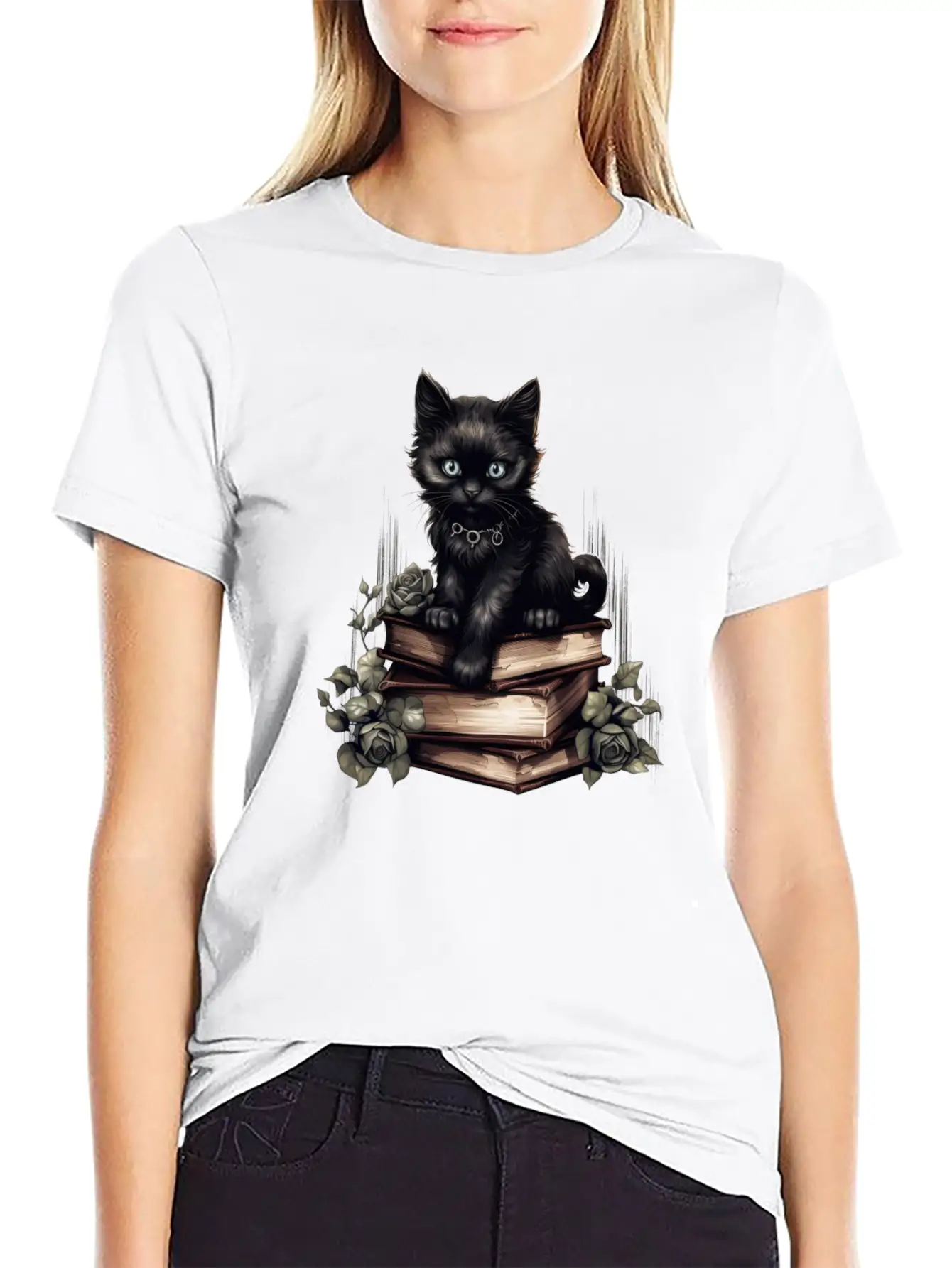 Gothic Black Cat Basic Graphic T-Shirt ¨C Daily Comfort In Soft Cotton