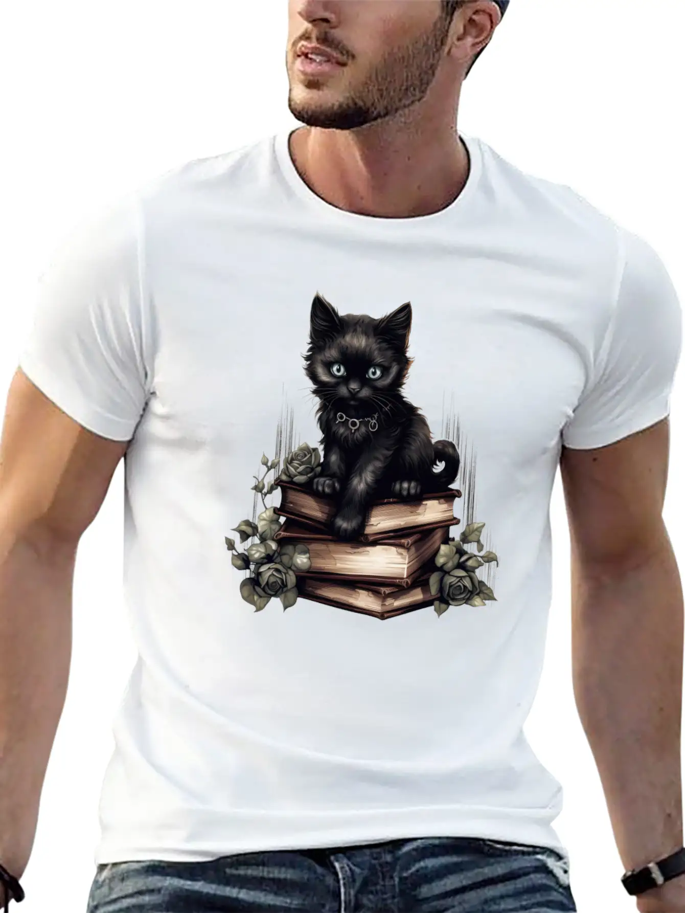 Gothic Black Cat Basic Graphic T-Shirt ¨C Daily Comfort In Soft Cotton