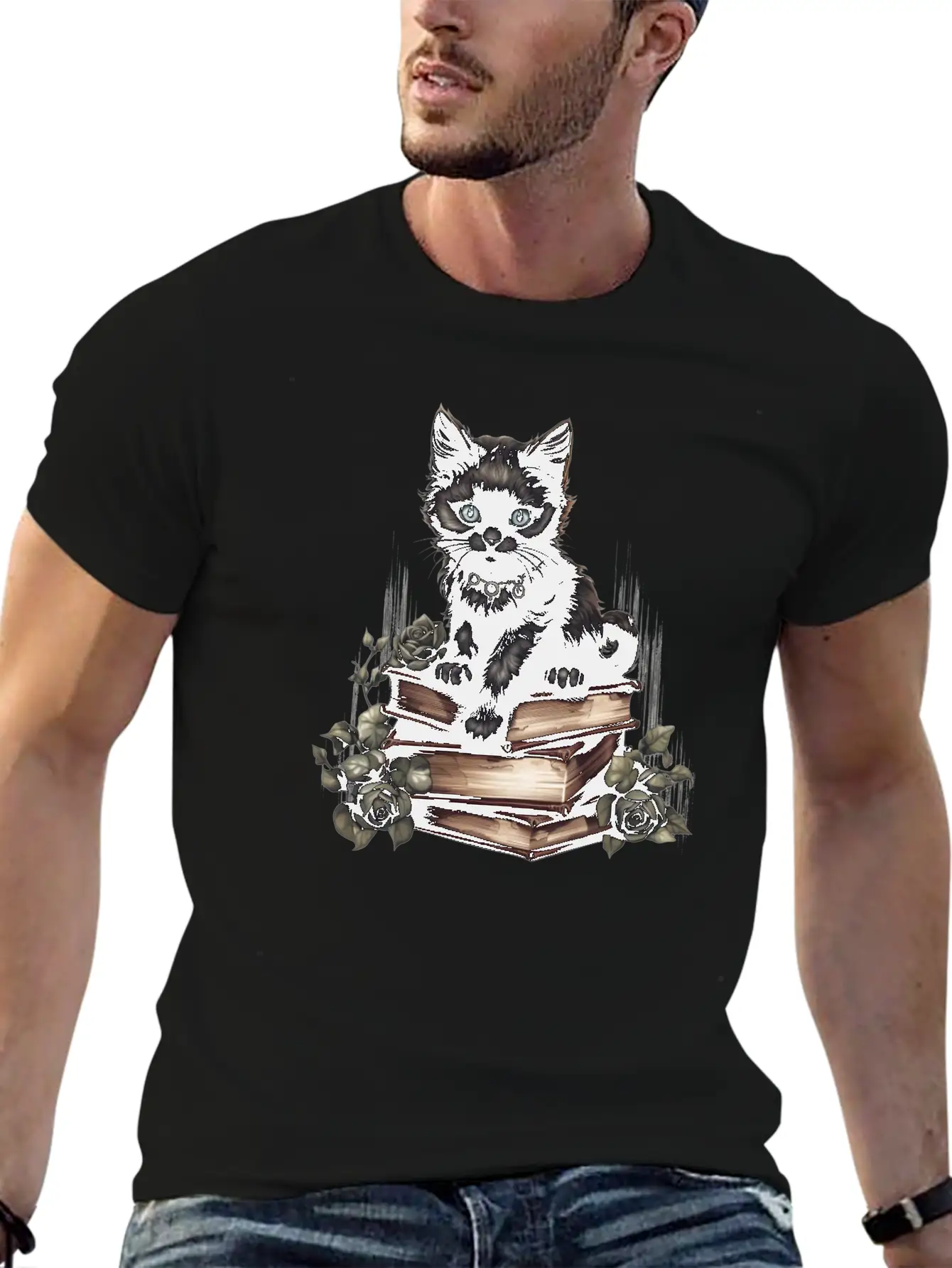 Gothic Black Cat Basic Graphic T-Shirt ¨C Daily Comfort In Soft Cotton