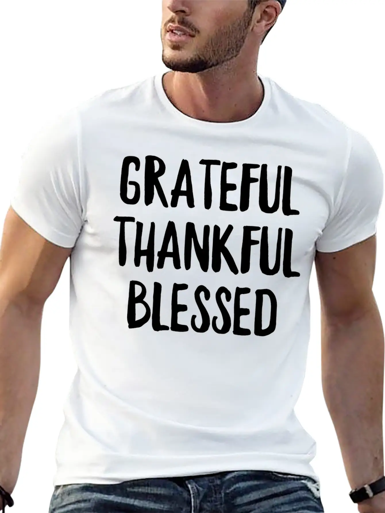 Grateful Thankful Blessed Unisex Casual T-Shirt ¨C Clean Design For Daily Comfort