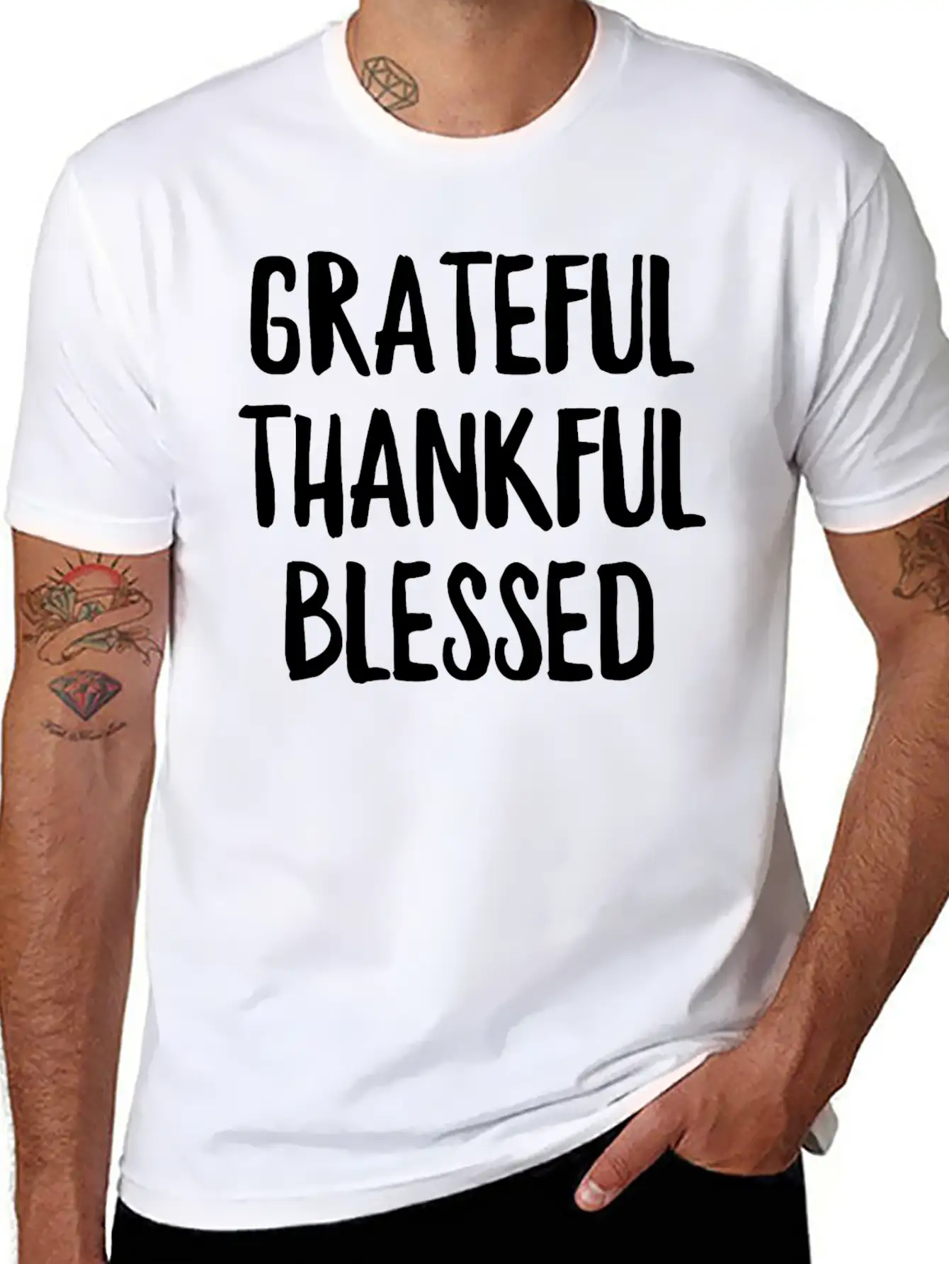 Grateful Thankful Blessed Unisex Casual T-Shirt ¨C Clean Design For Daily Comfort