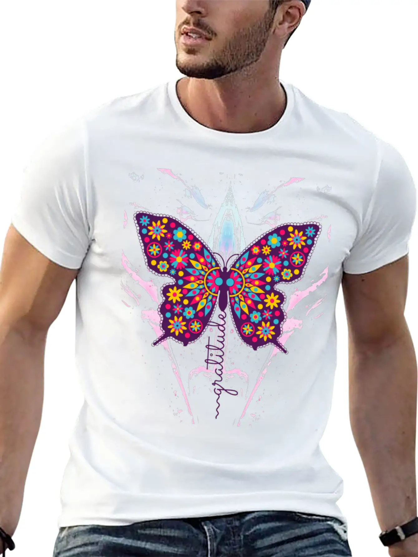 Gratitude Butterfly T Shirt Basic Graphic T-Shirt ¨C Daily Comfort In Soft Cotton