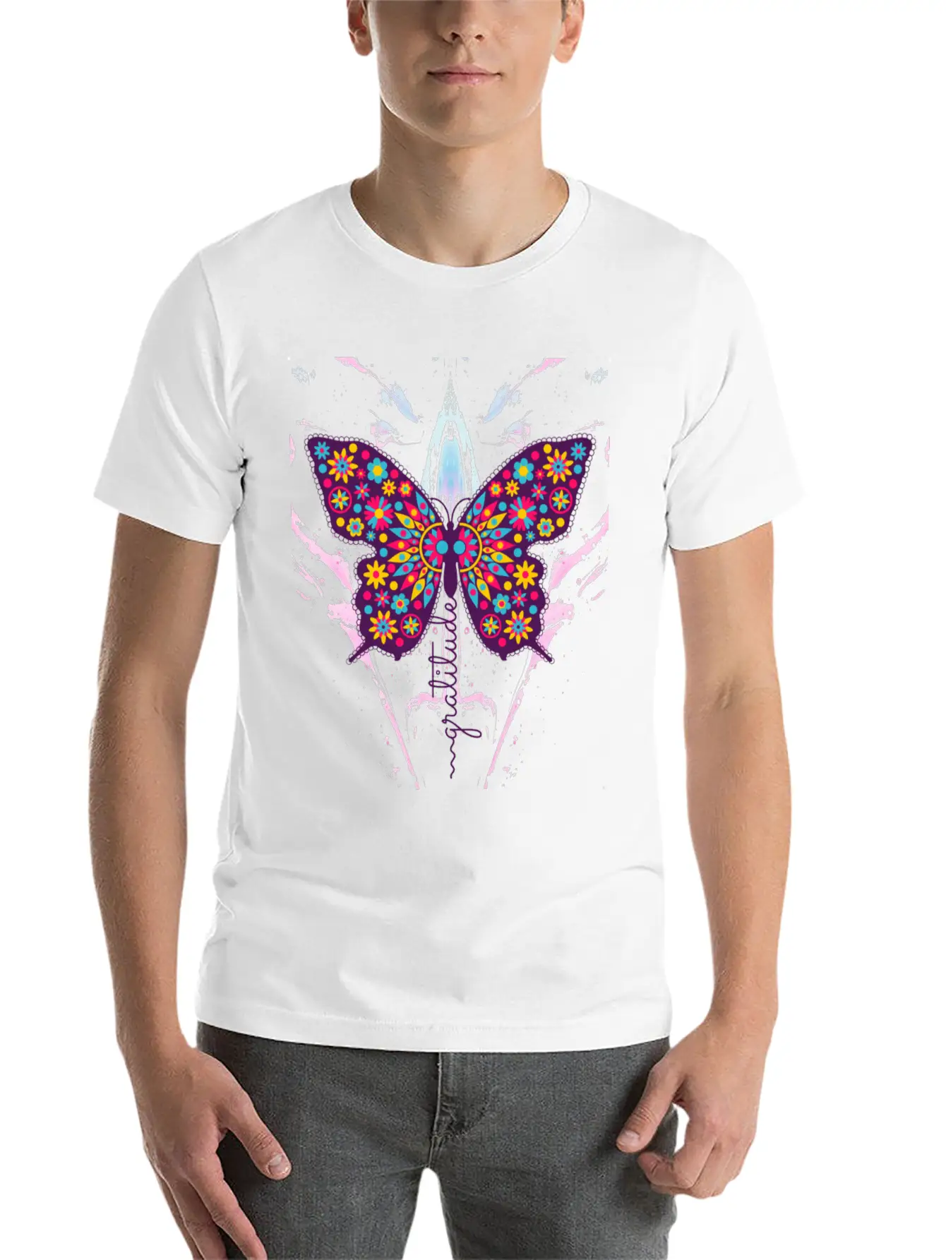 Gratitude Butterfly T Shirt Basic Graphic T-Shirt ¨C Daily Comfort In Soft Cotton