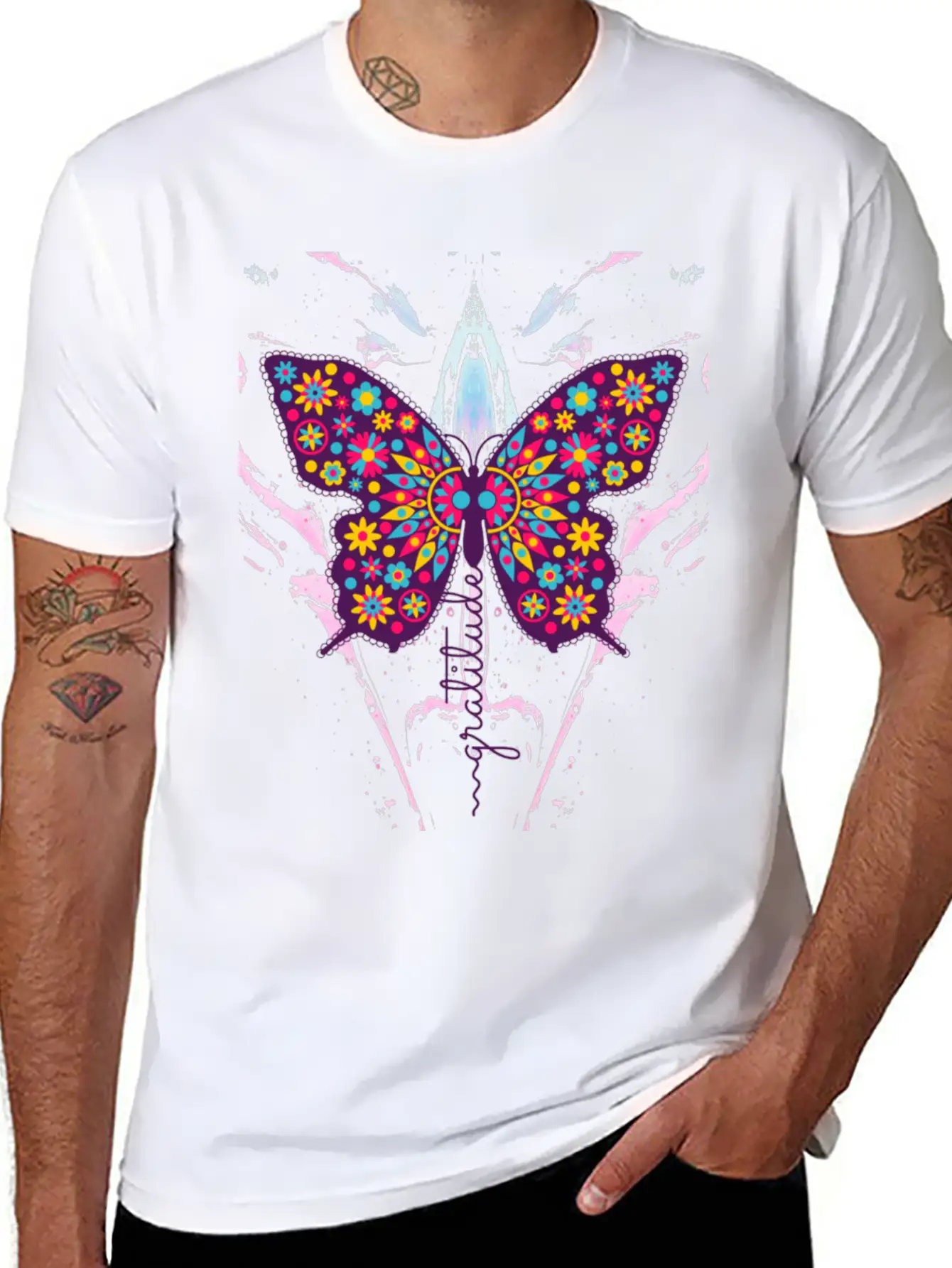 Gratitude Butterfly T Shirt Basic Graphic T-Shirt ¨C Daily Comfort In Soft Cotton