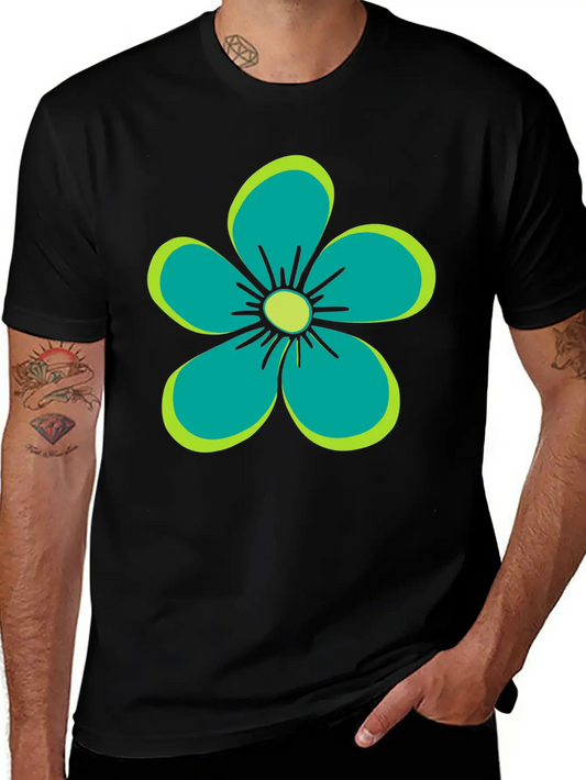 Green Blooming Flower, Flowery, Floral Pattern Essential Cotton Tee For Daily Outfits ¨C Unisex Style